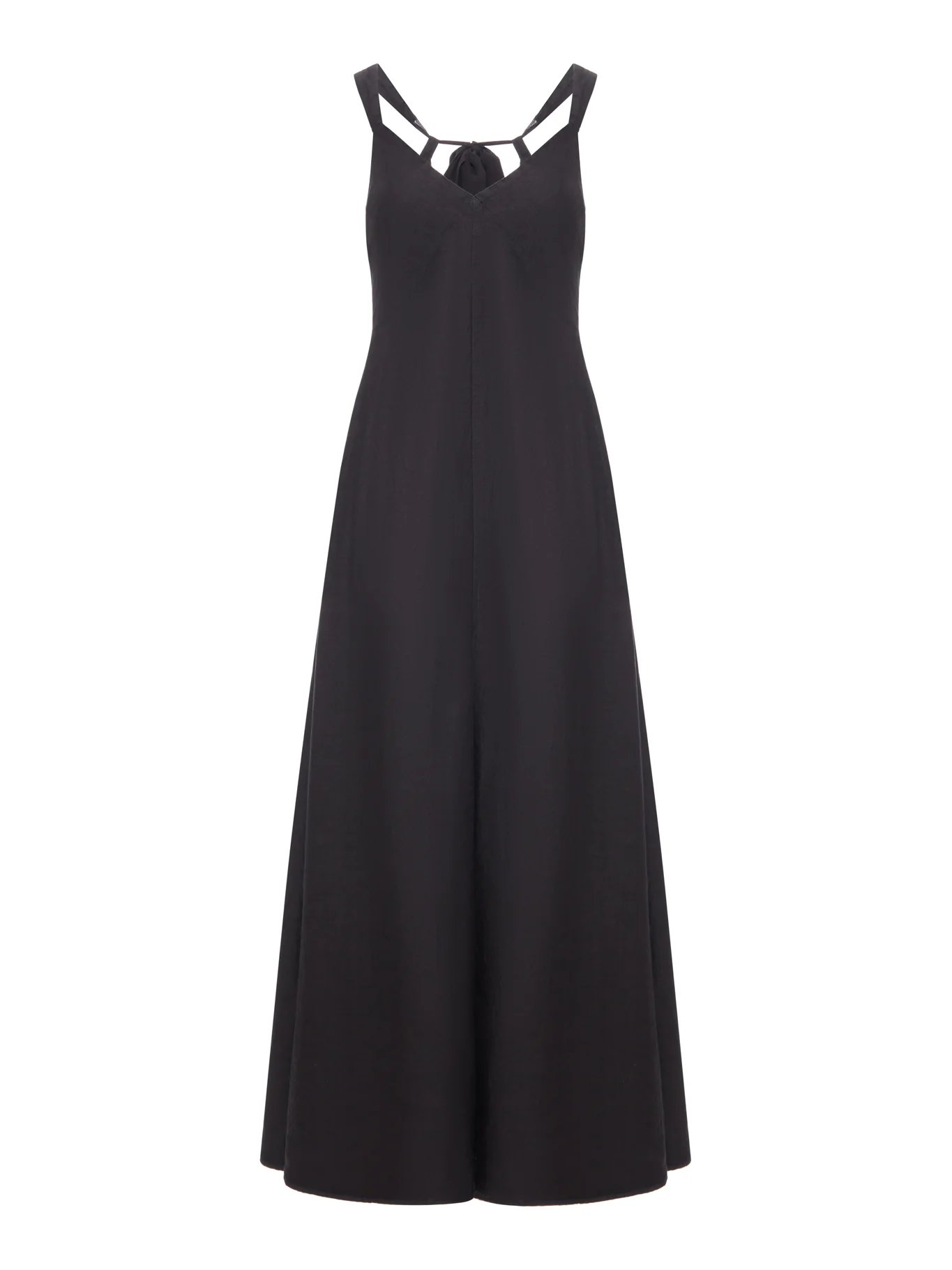 LONG LINEN DRESS WITH CHIFFON INSERTS