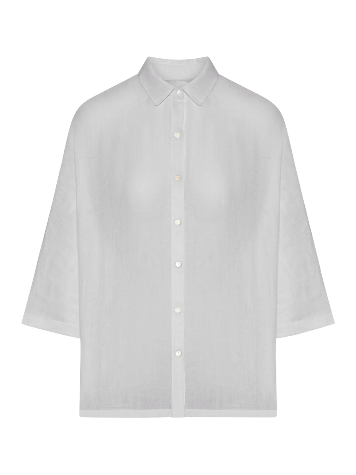 OVERSIZED LINEN SHIRT WITH THREE-QUARTER SLEEVES