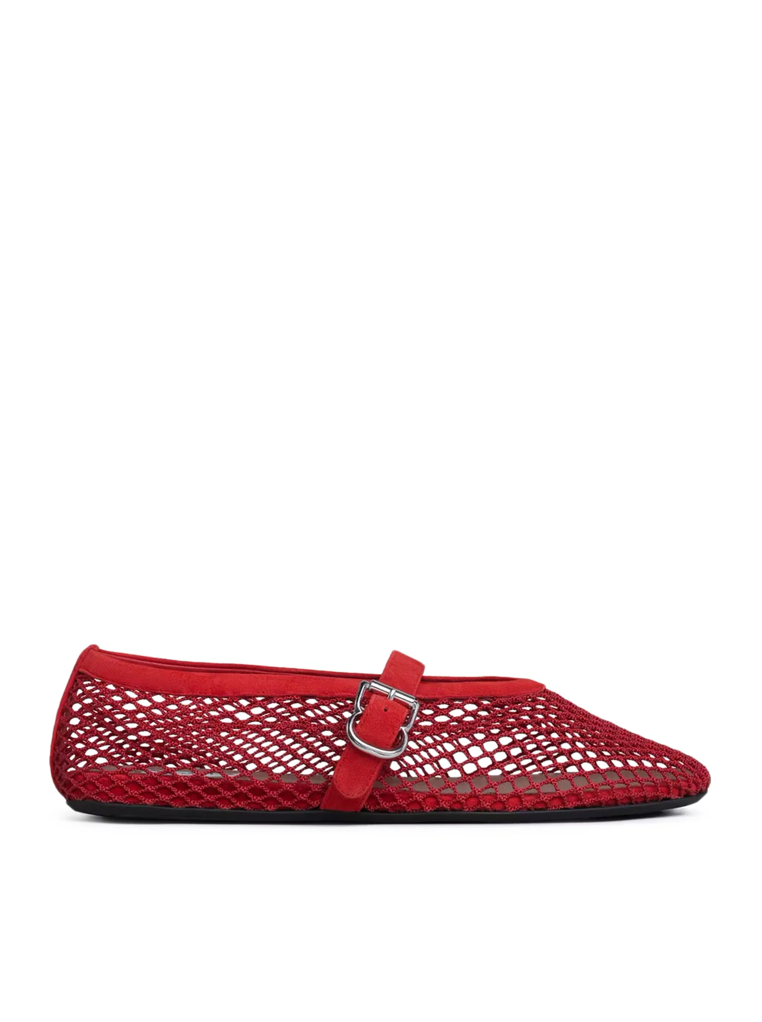 FLAT BALLERINAS IN MESH AND SUEDE