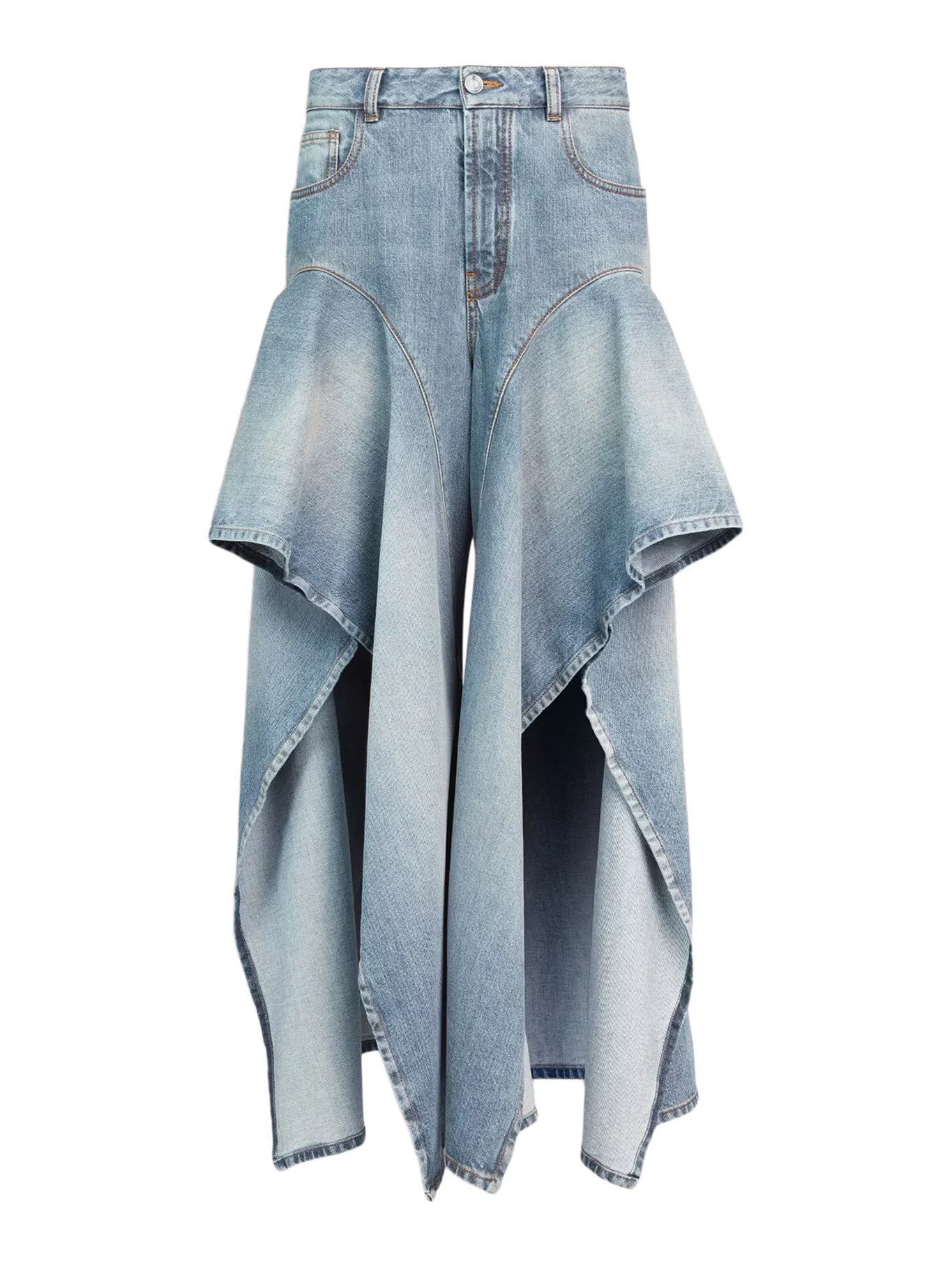 JEANS WITH FADED RUFFLES