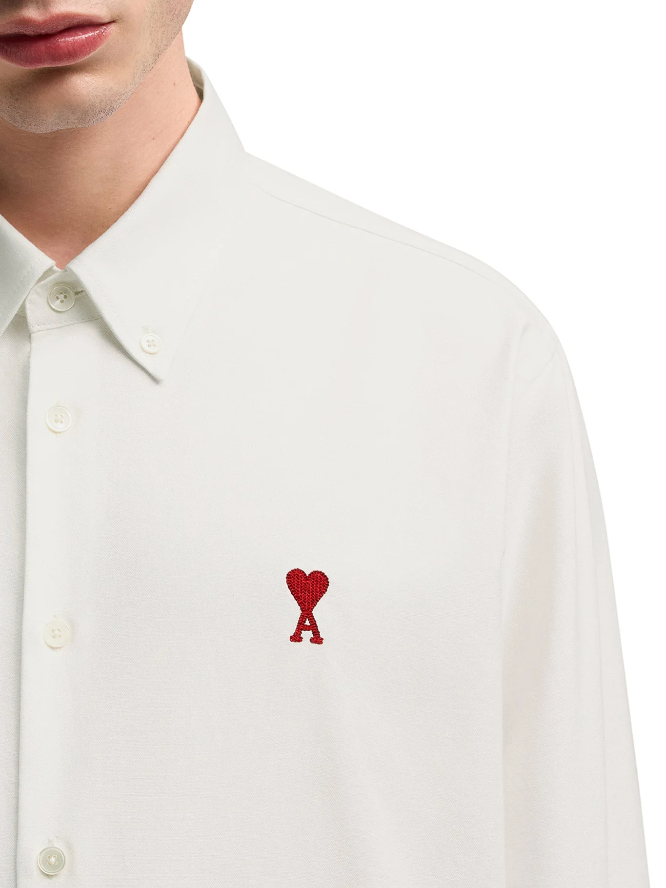 WHITE COTTON BUTTON-DOWN AMI DE COEUR SHIRT - Image 5