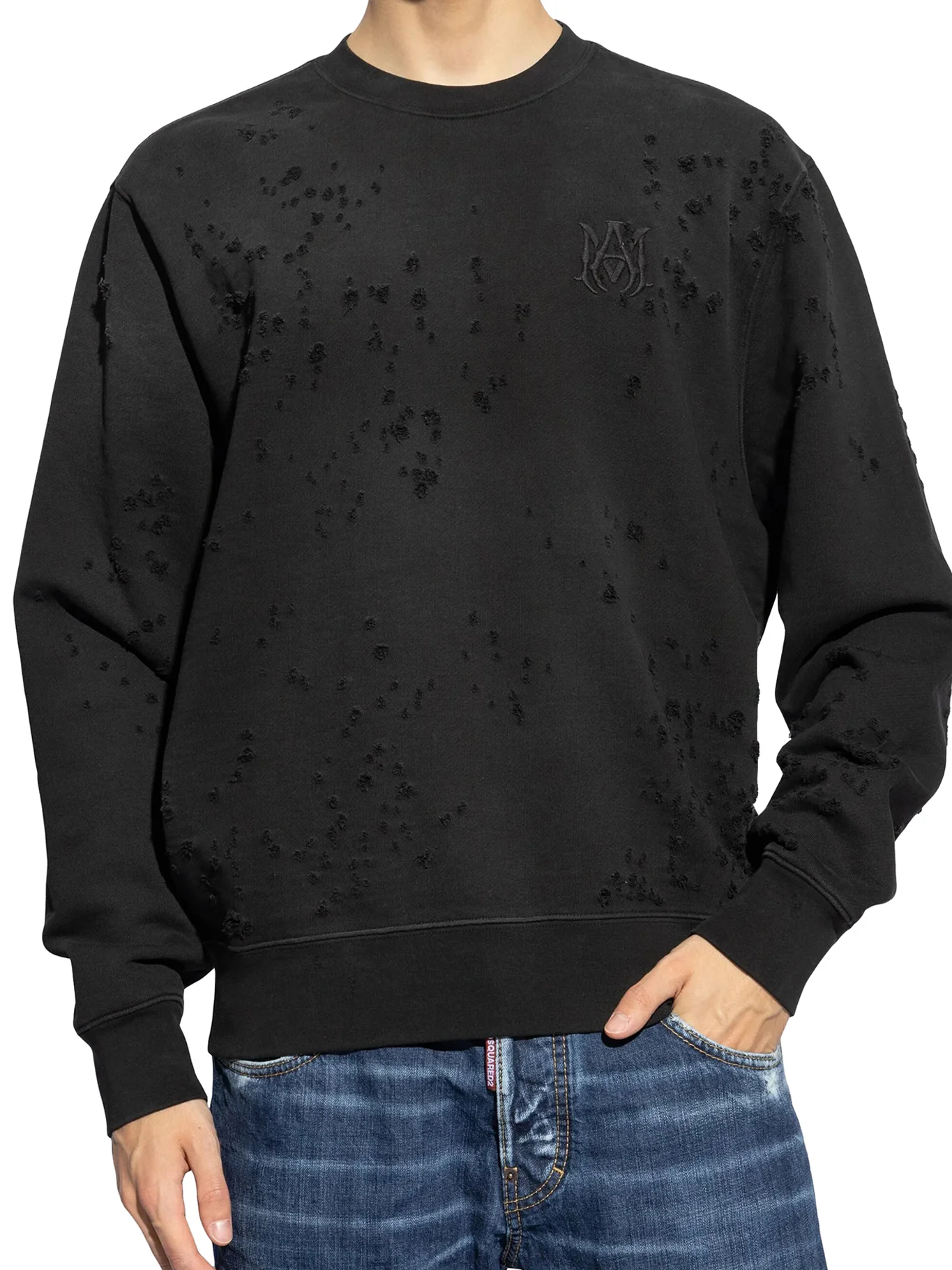 CREW NECK SWEATSHIRT WITH DESTROYED EFFECT - Image 3