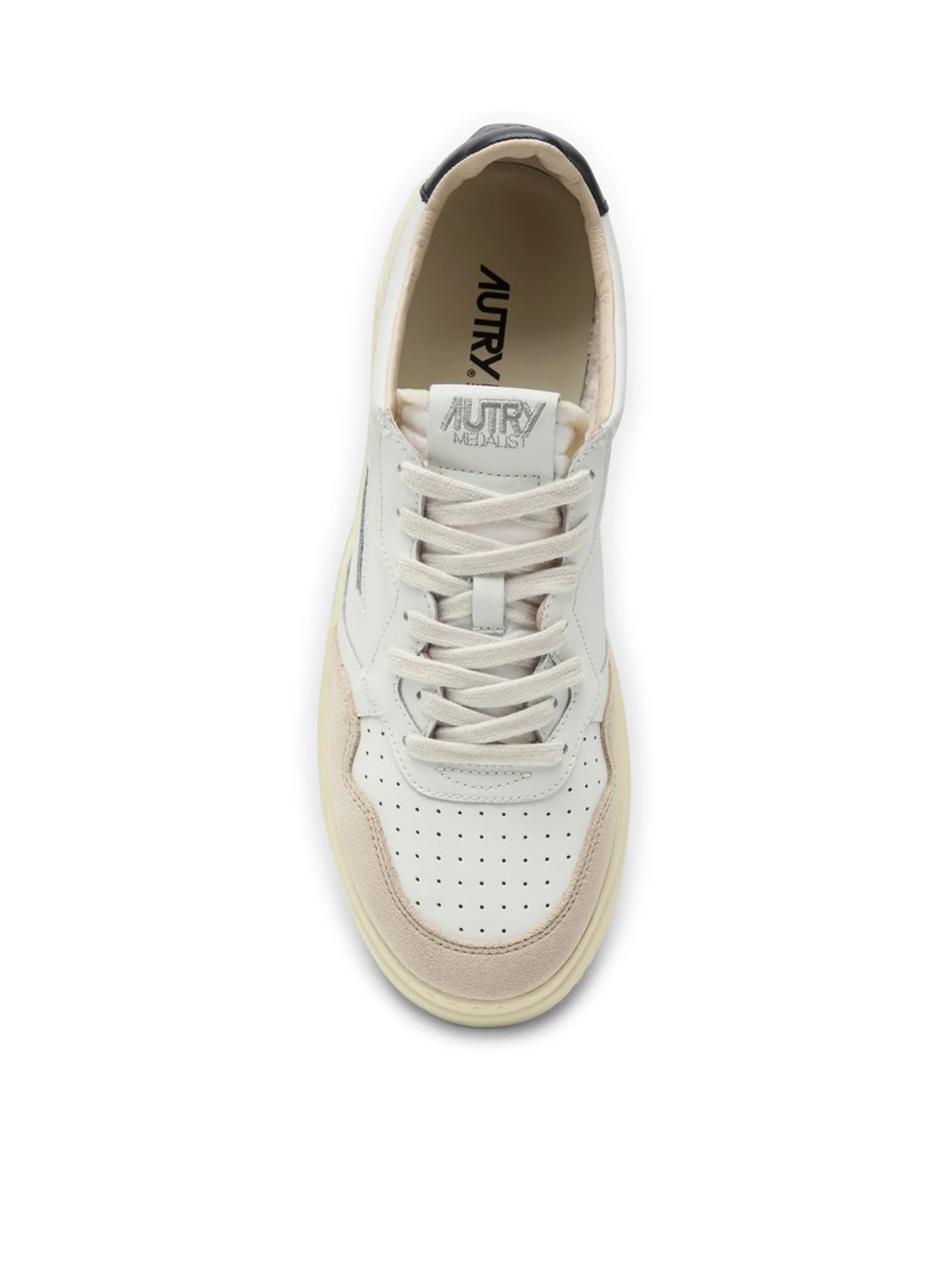 MEDALIST LOW SNEAKERS IN WHITE AND BLUE LEATHER AND BEIGE SUEDE - Image 4