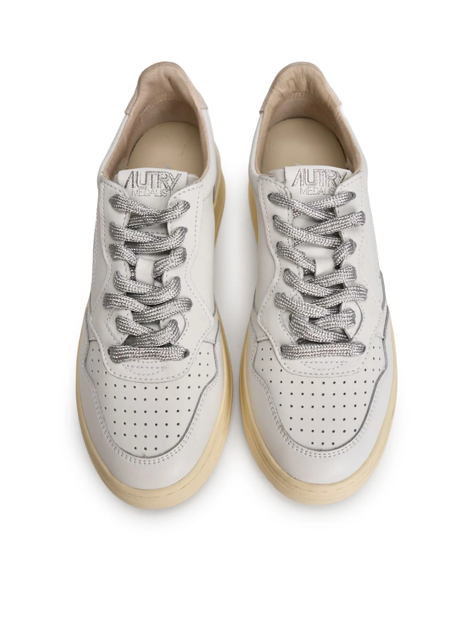 MEDALIST LOW SNEAKERS IN WHITE LEATHER WITH SILVER LUREX DETAILS - Image 4
