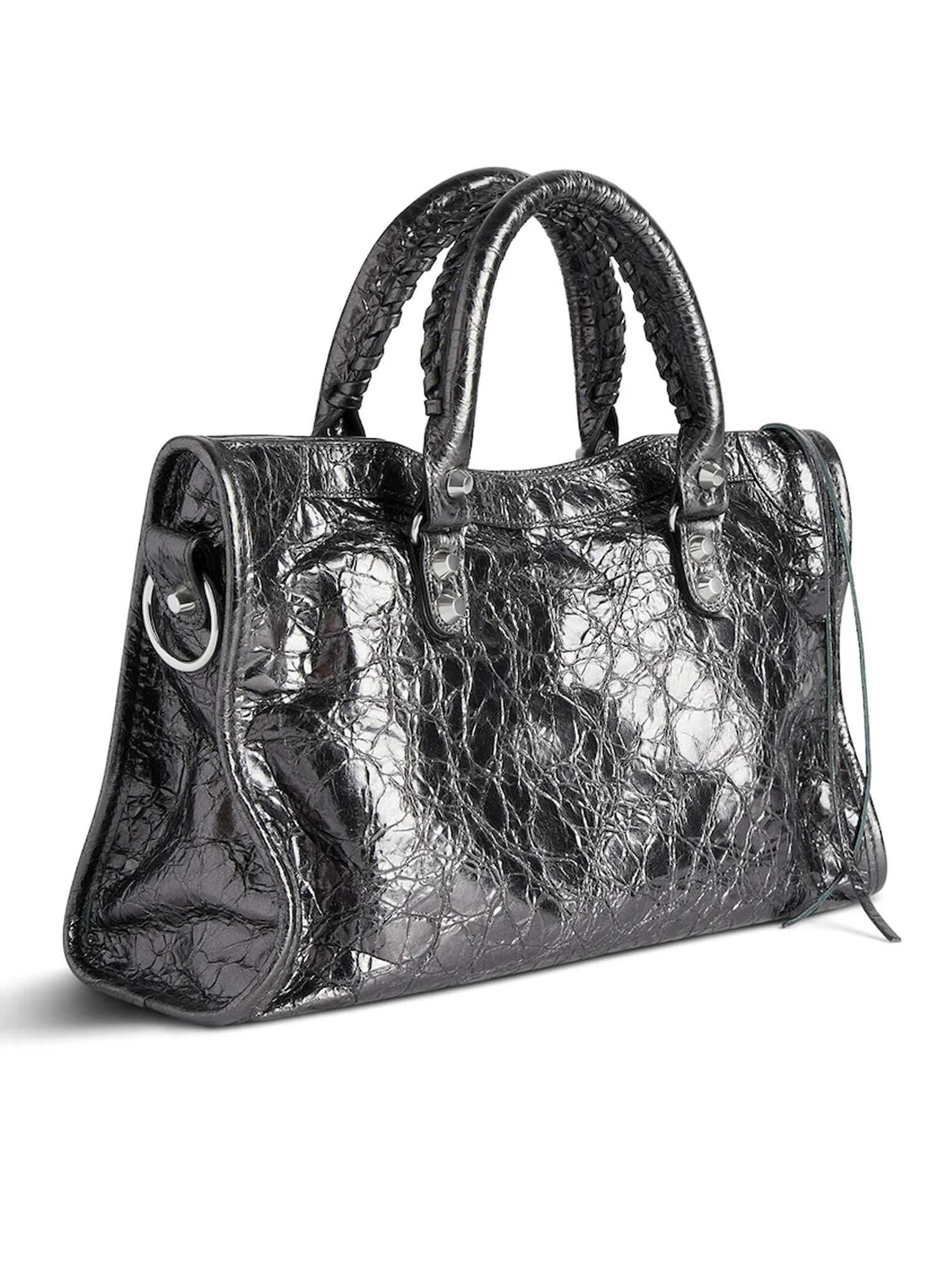 LE CITY SMALL METALLIC WOMEN`S BAG IN STEEL GREY - Image 3