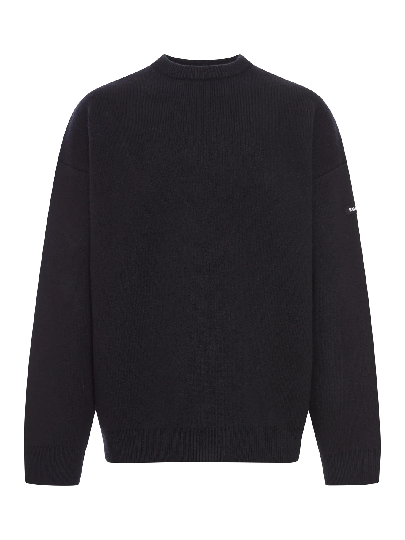 BLACK DOUBLE-FACE WOOL KNIT SWEATER
