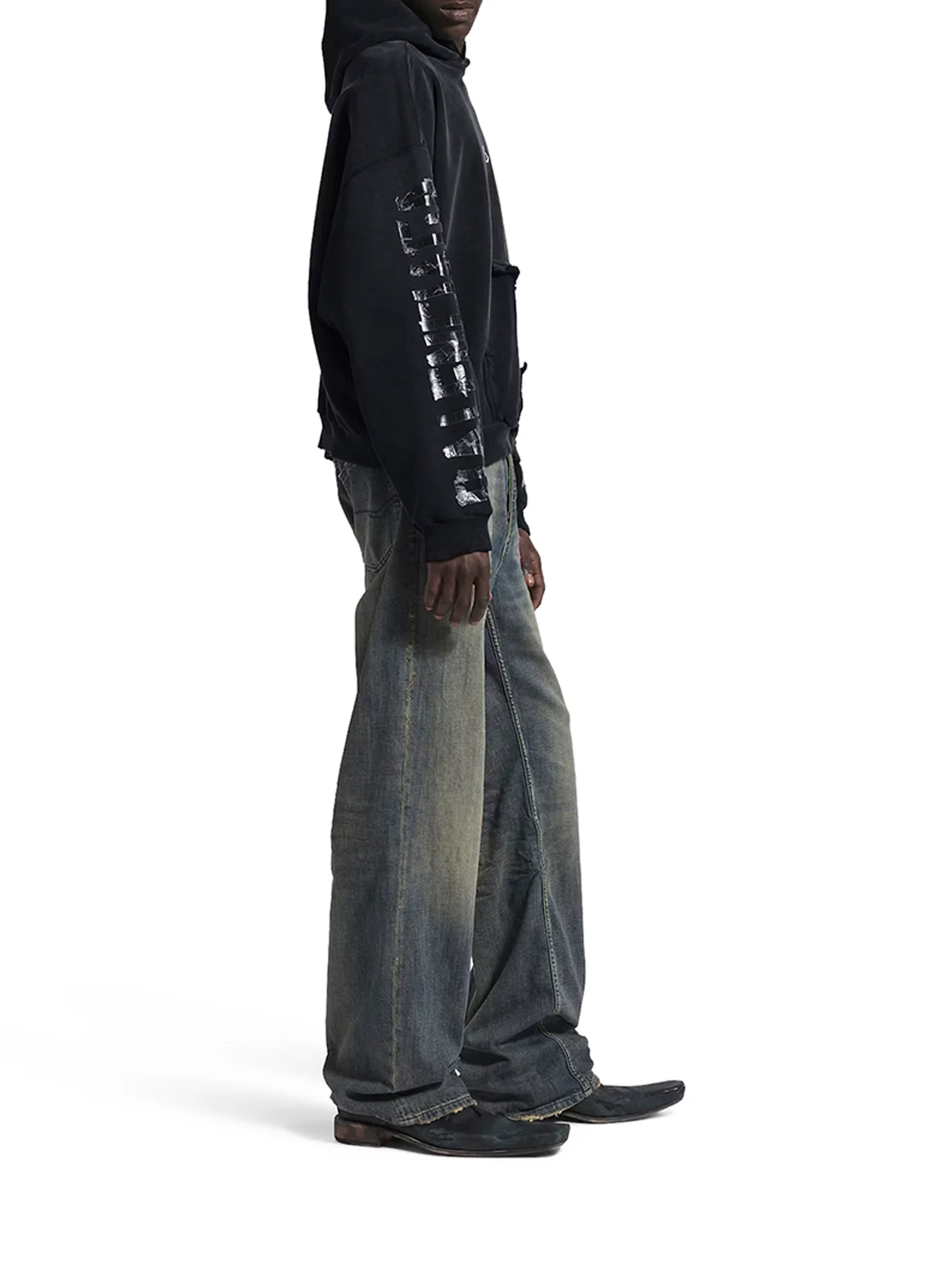 TRANSPARENT TAPE HOODIE WITH TORN POCKET - Image 4