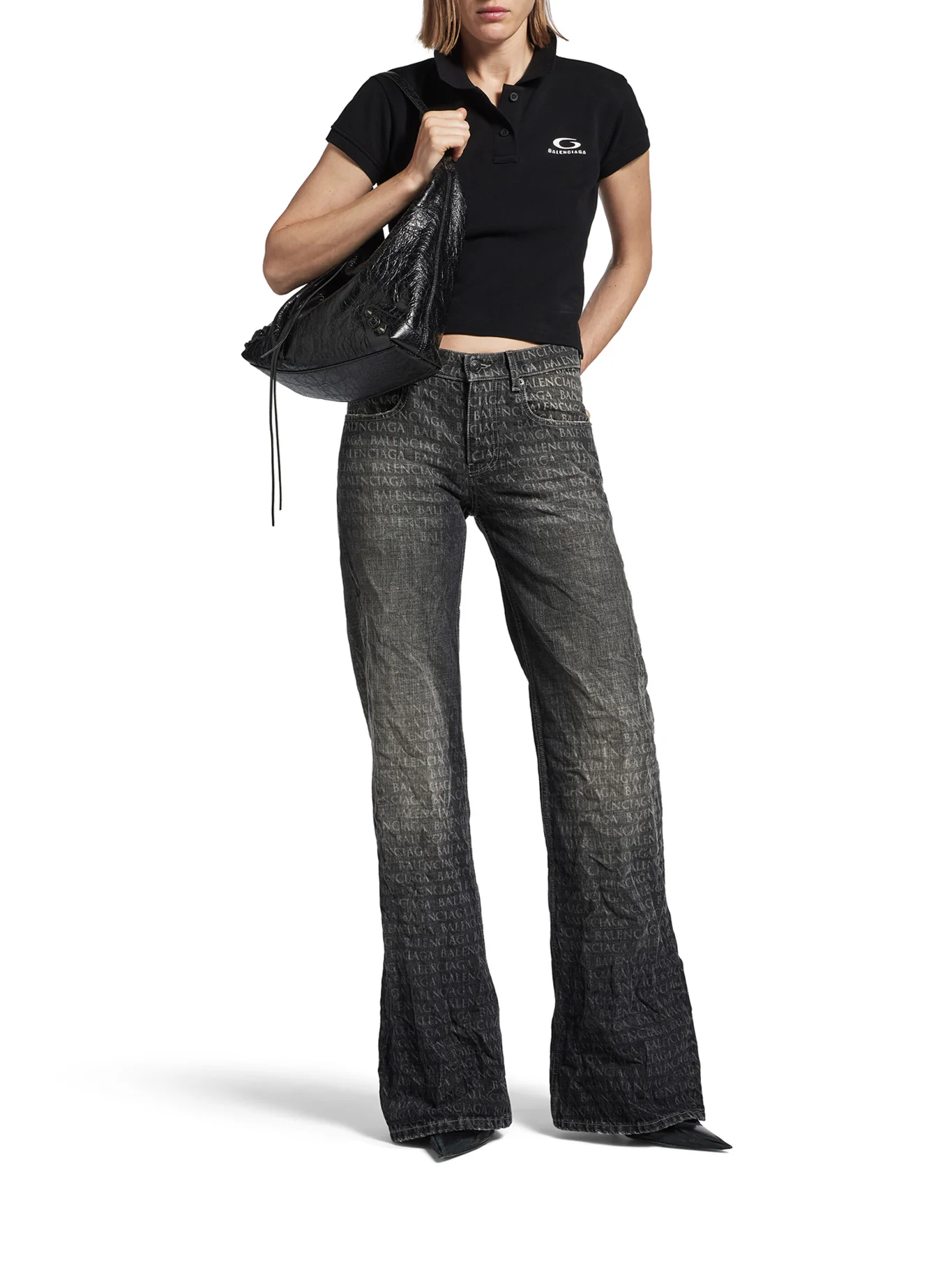WOMEN`S BLACK WIDE-LEG TROUSERS - Image 2