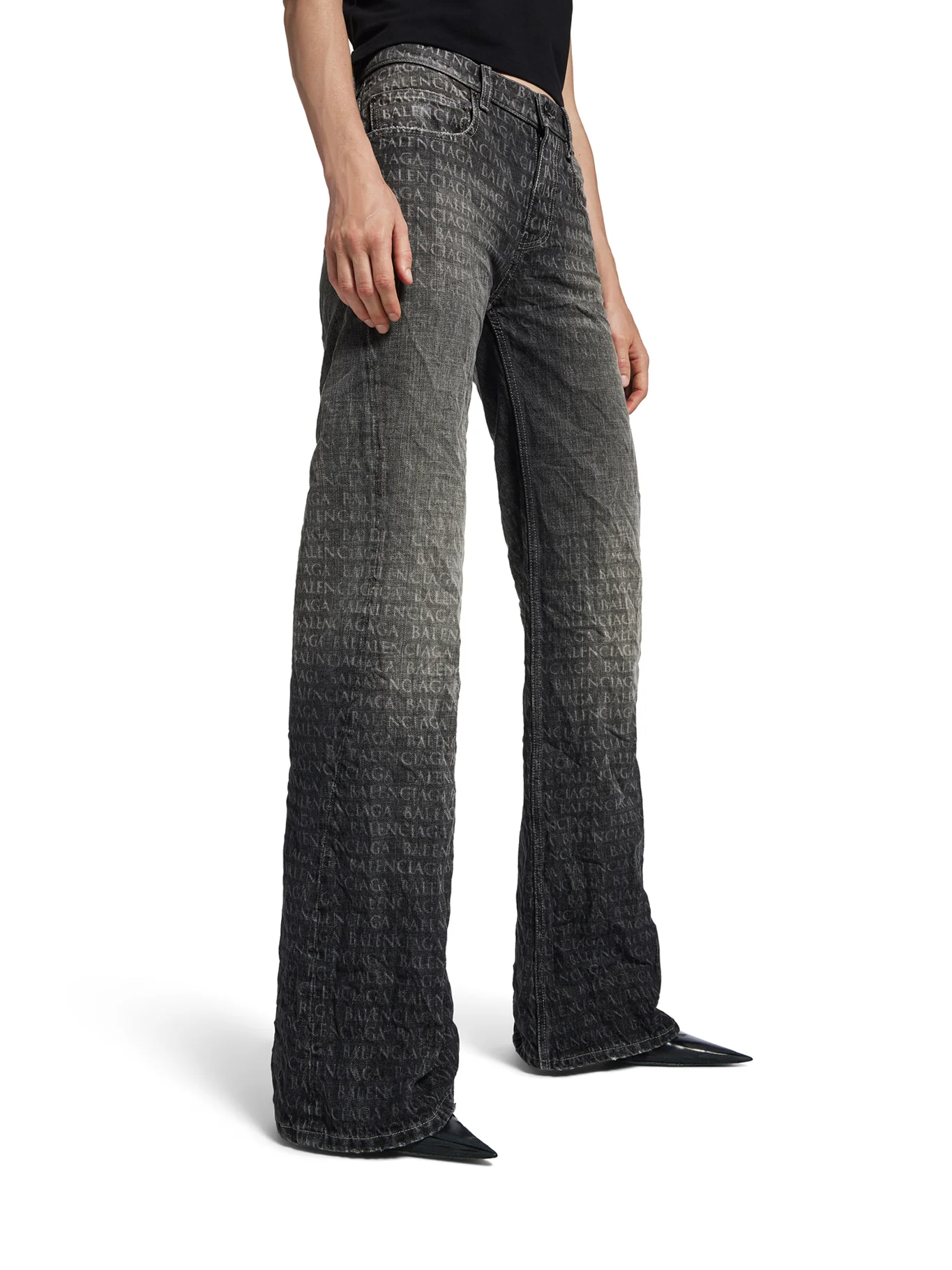 WOMEN`S BLACK WIDE-LEG TROUSERS - Image 3