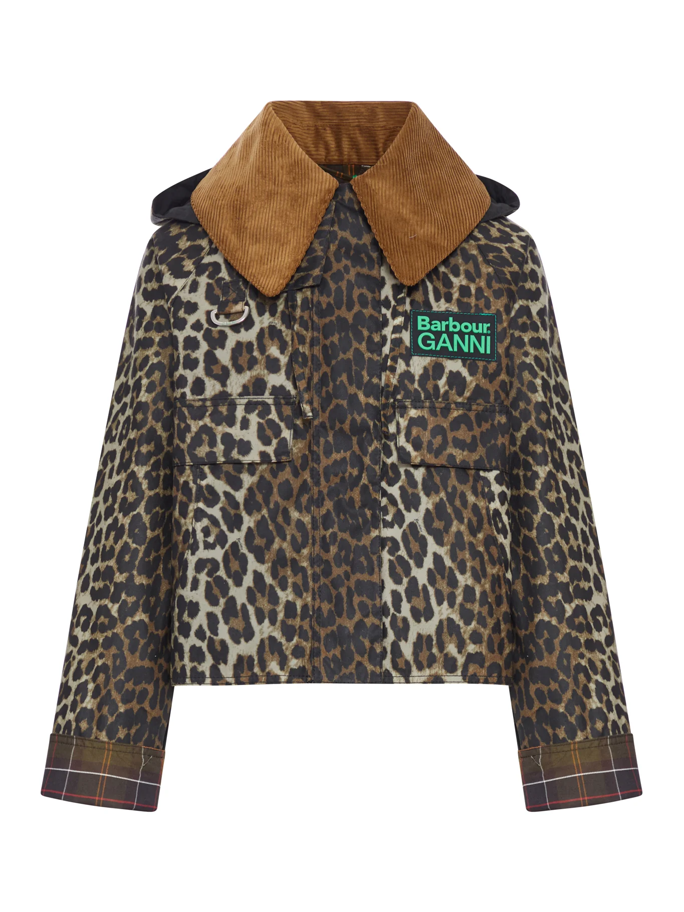 CROPPED JACKET WITH ALL-OVER LEOPARD PRINT