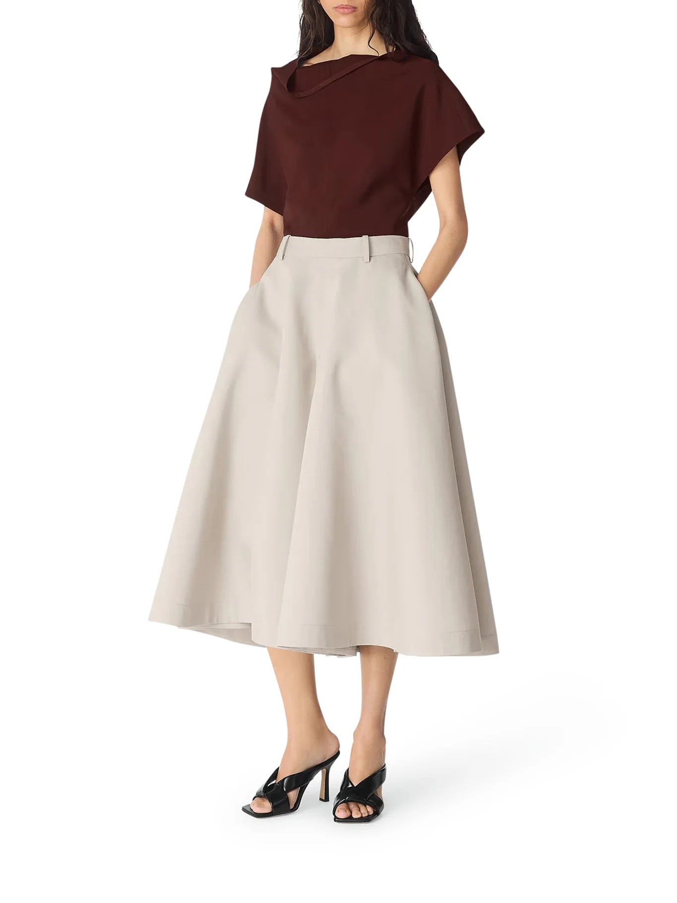 COTTON AND SILK TWILL CULOTTE PANTS - Image 2