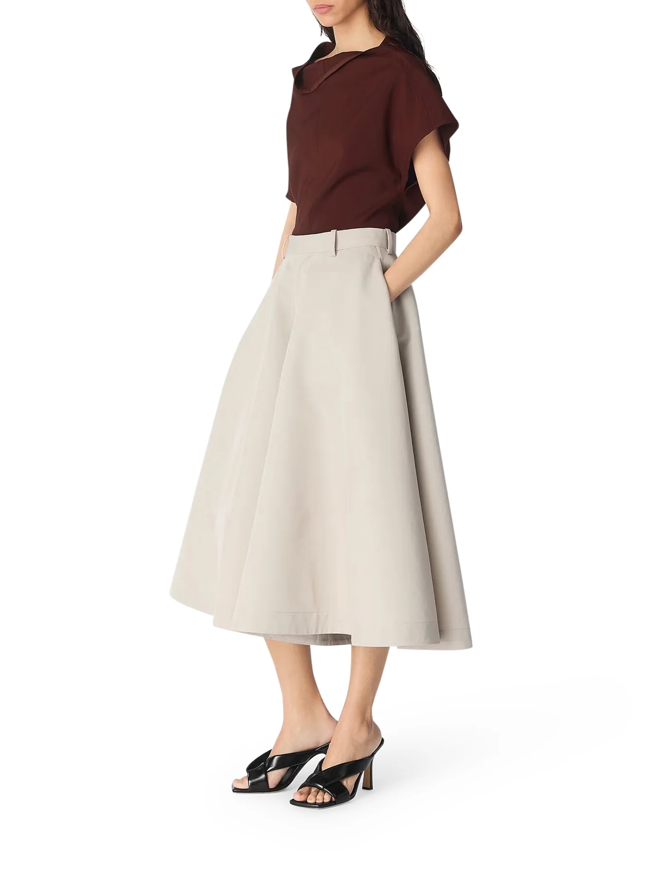 COTTON AND SILK TWILL CULOTTE PANTS - Image 3