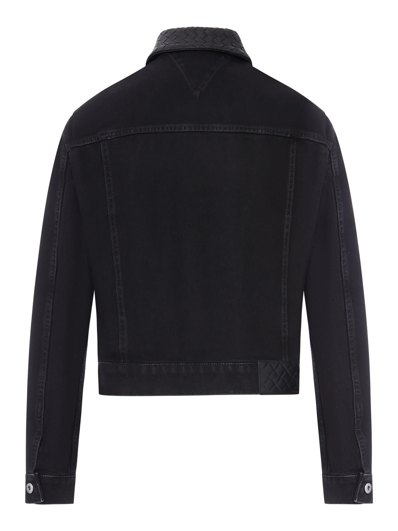 DENIM JACKET WITH BRAIDED LEATHER COLLAR - Image 2