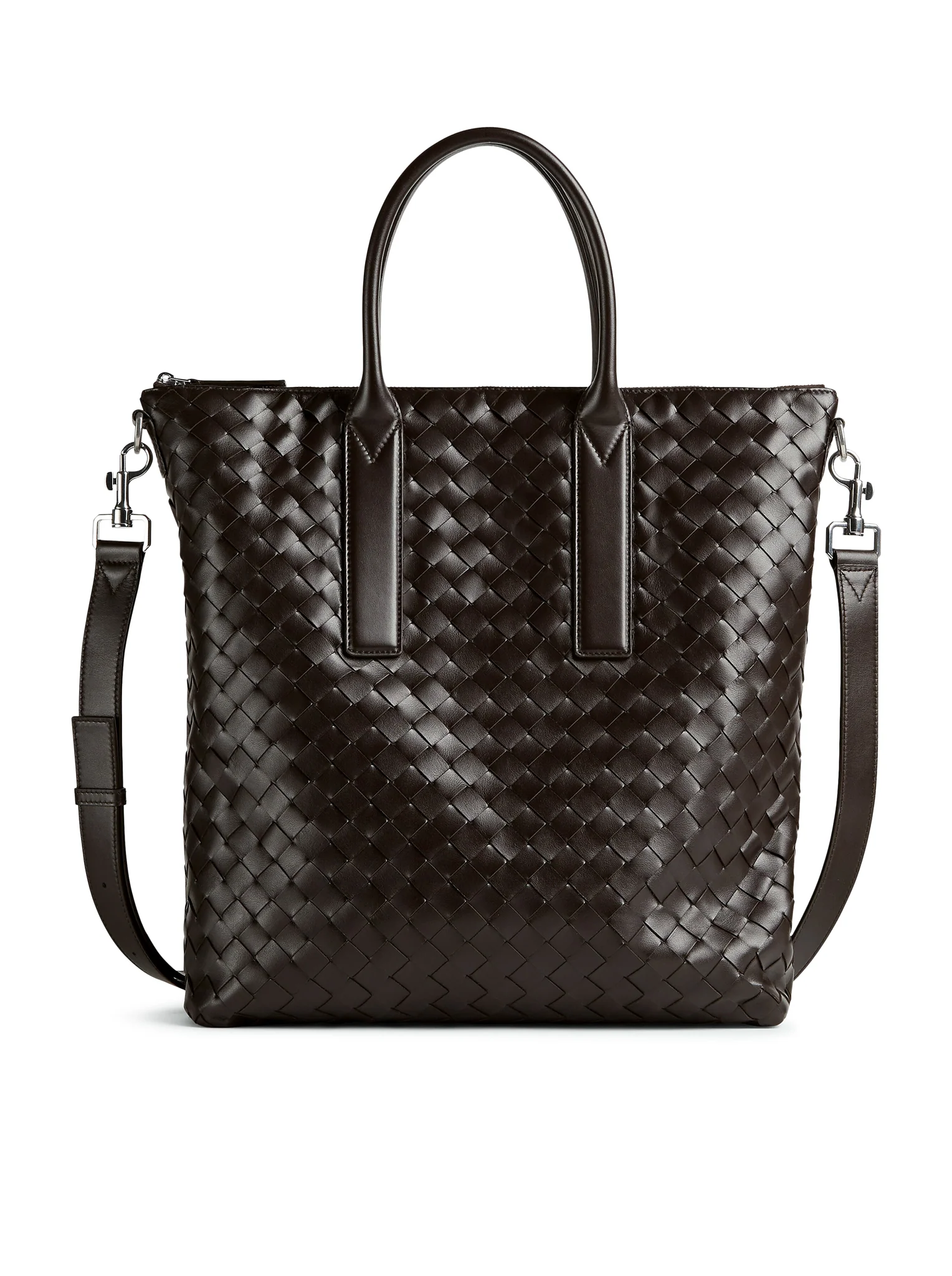 NORTH-SOUTH WOVEN TOTE BAG WITH ZIP