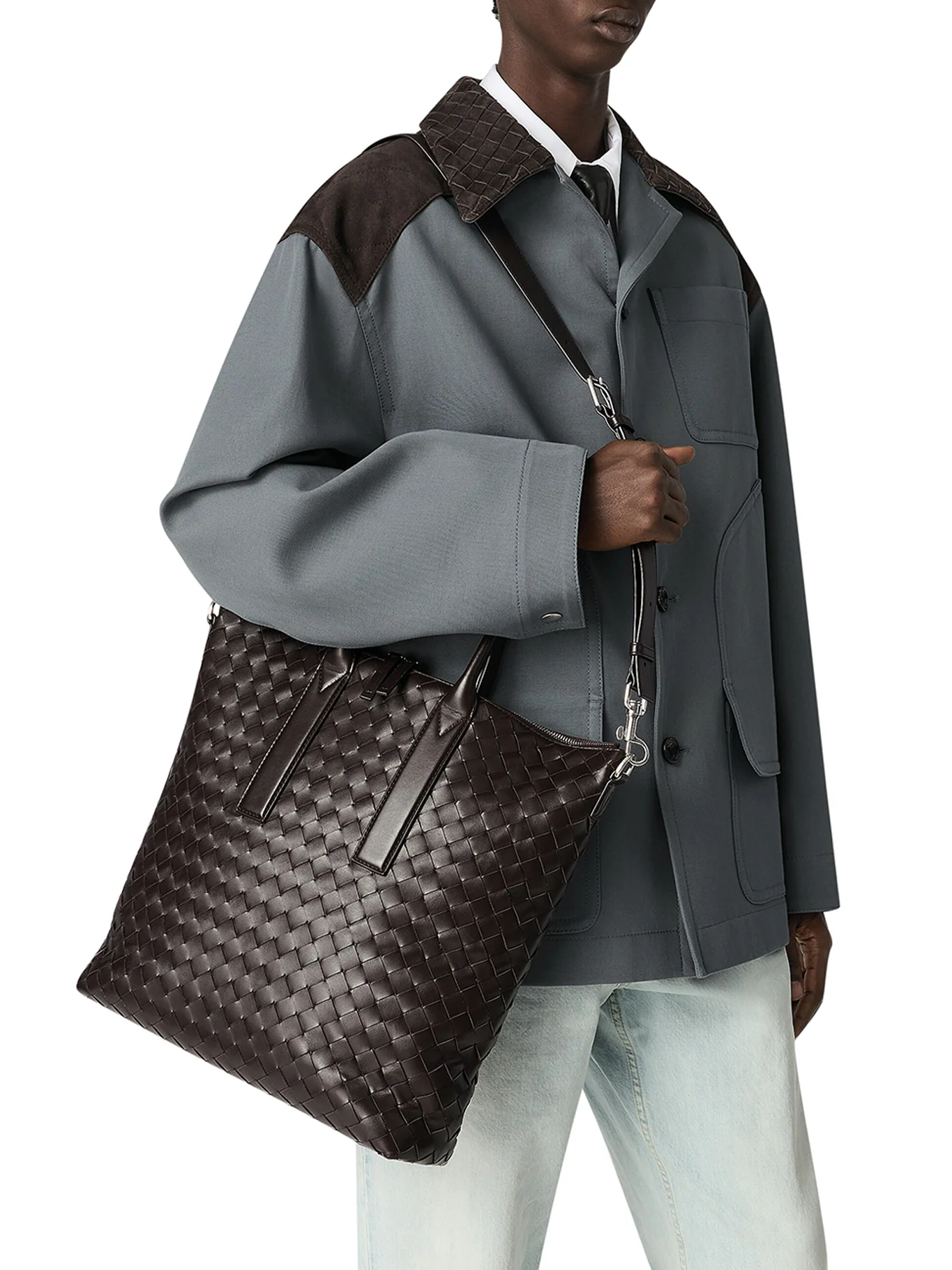 NORTH-SOUTH WOVEN TOTE BAG WITH ZIP - Image 2
