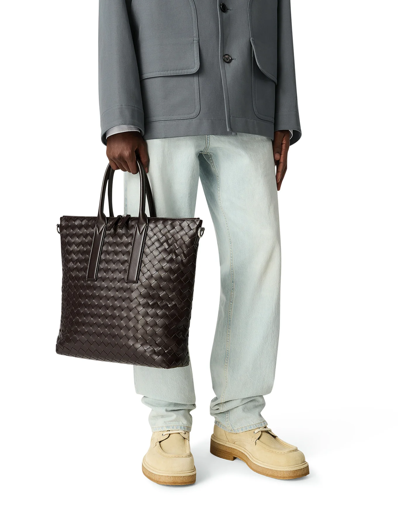 NORTH-SOUTH WOVEN TOTE BAG WITH ZIP - Image 3
