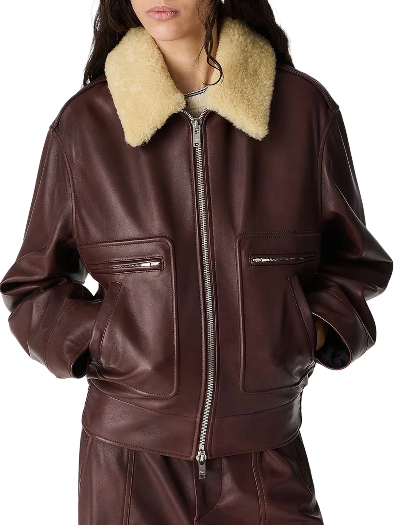 NAPPA BOMBER JACKET WITH SHEARLING COLLAR - Image 2