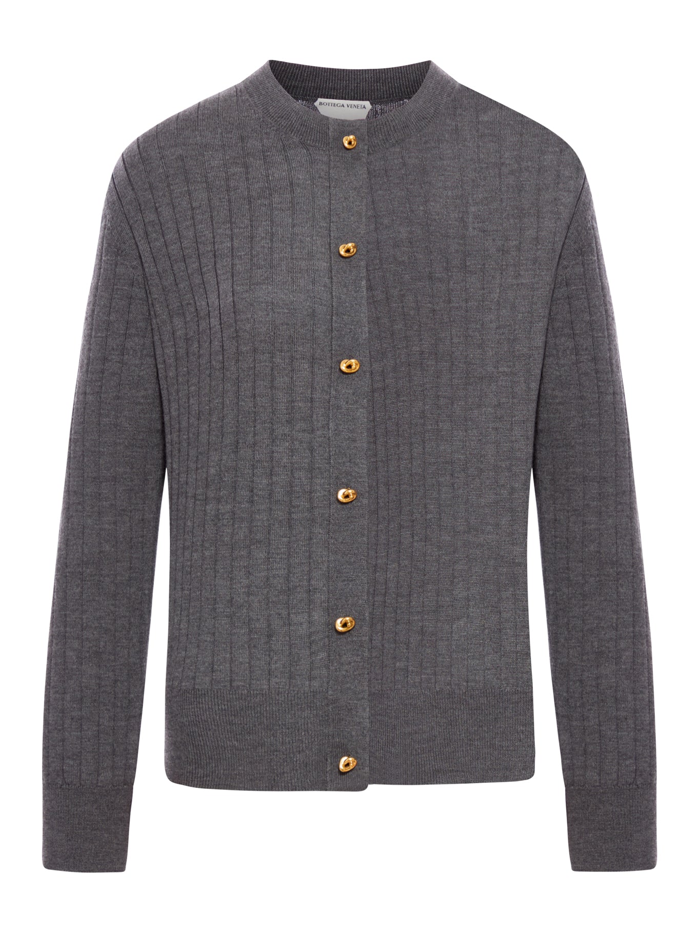 RIBBED WOOL CARDIGAN WITH JEWEL BUTTONS