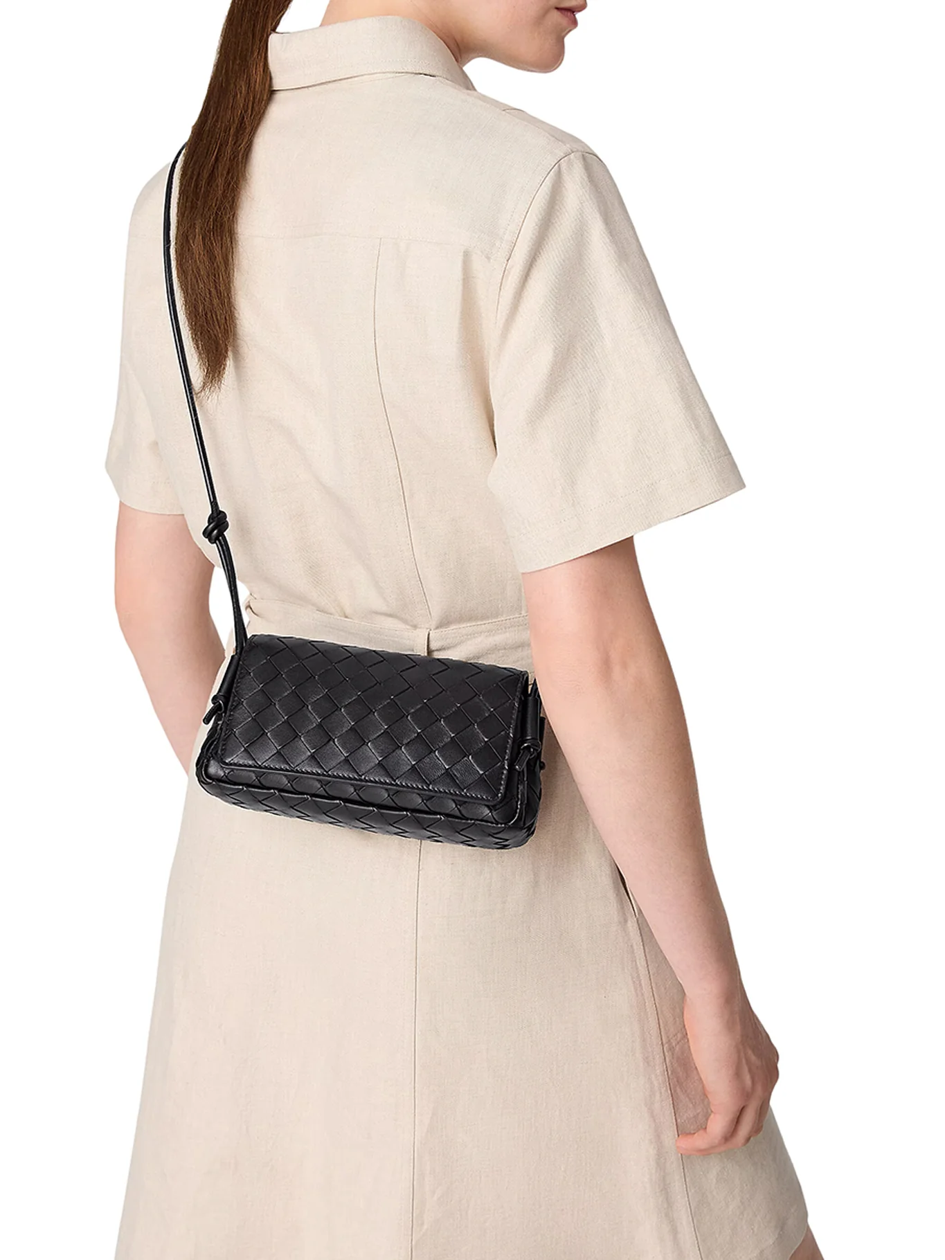 WOVEN NAPPA CLUTCH WITH ADJUSTABLE TUBULAR SHOULDER STRAP - Image 2