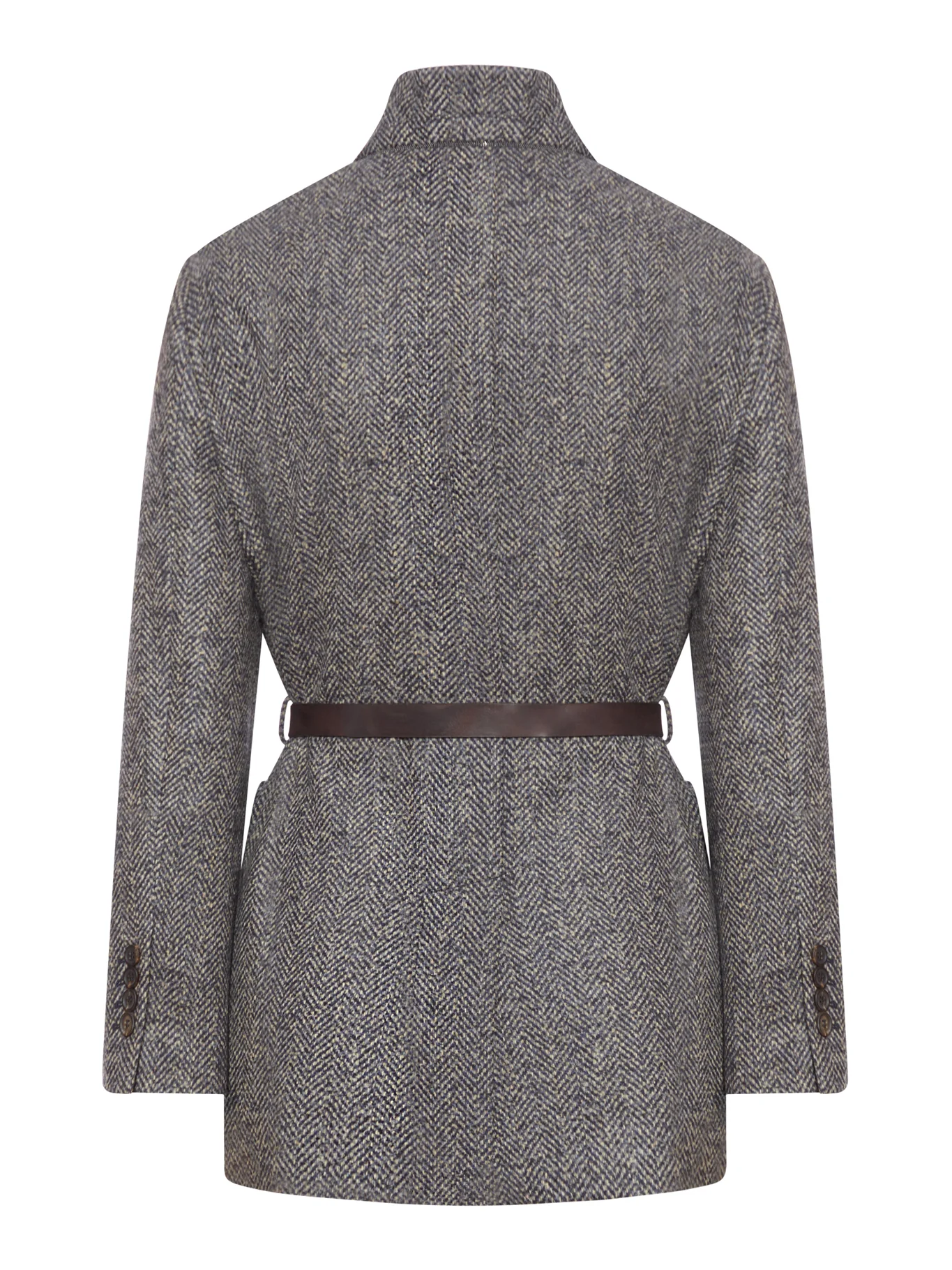 CASHMERE JACKET WITH LEATHER BELT - Image 2