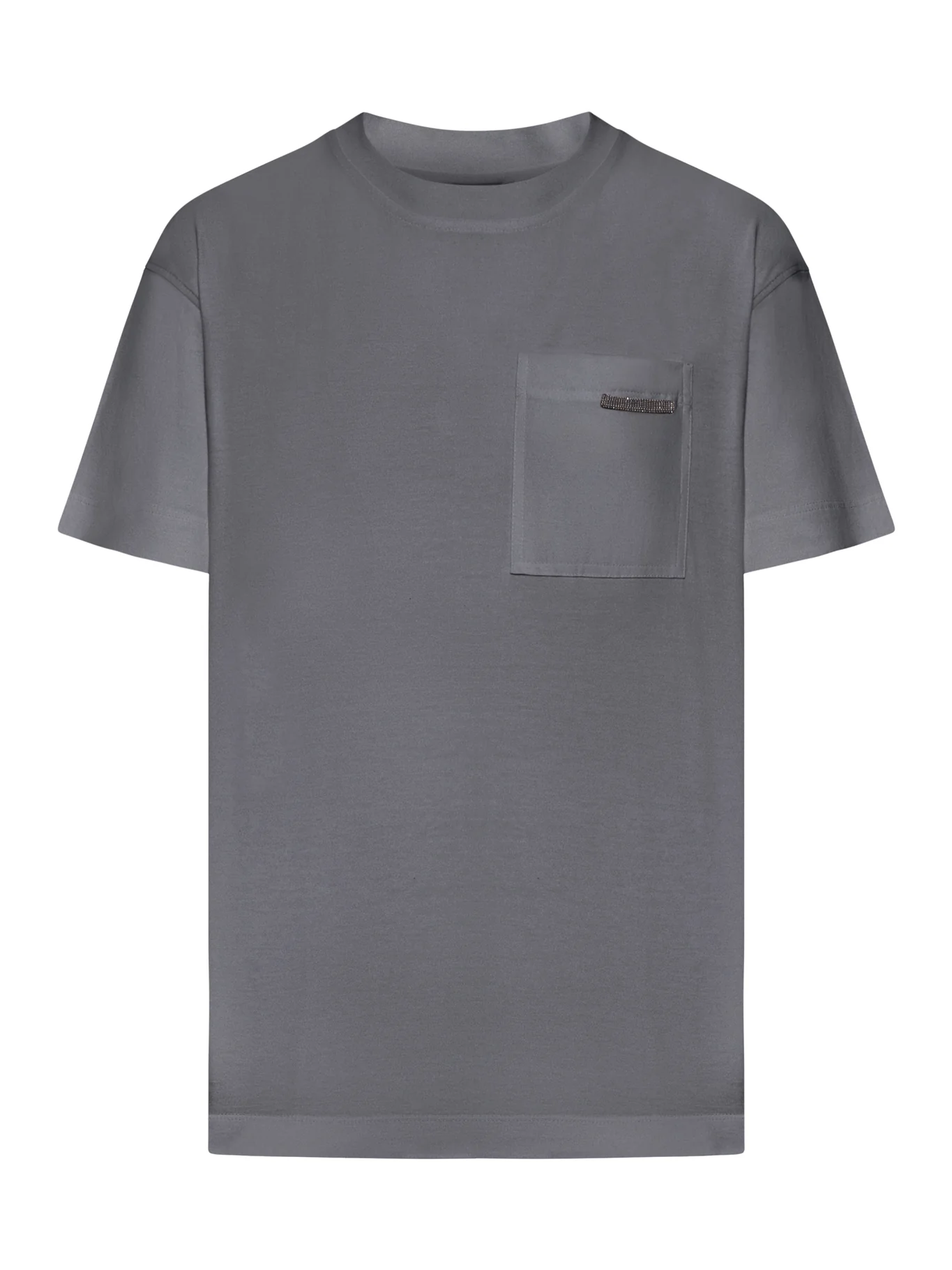 COTTON T-SHIRT WITH POCKET AND JEWELRY APPLICATION