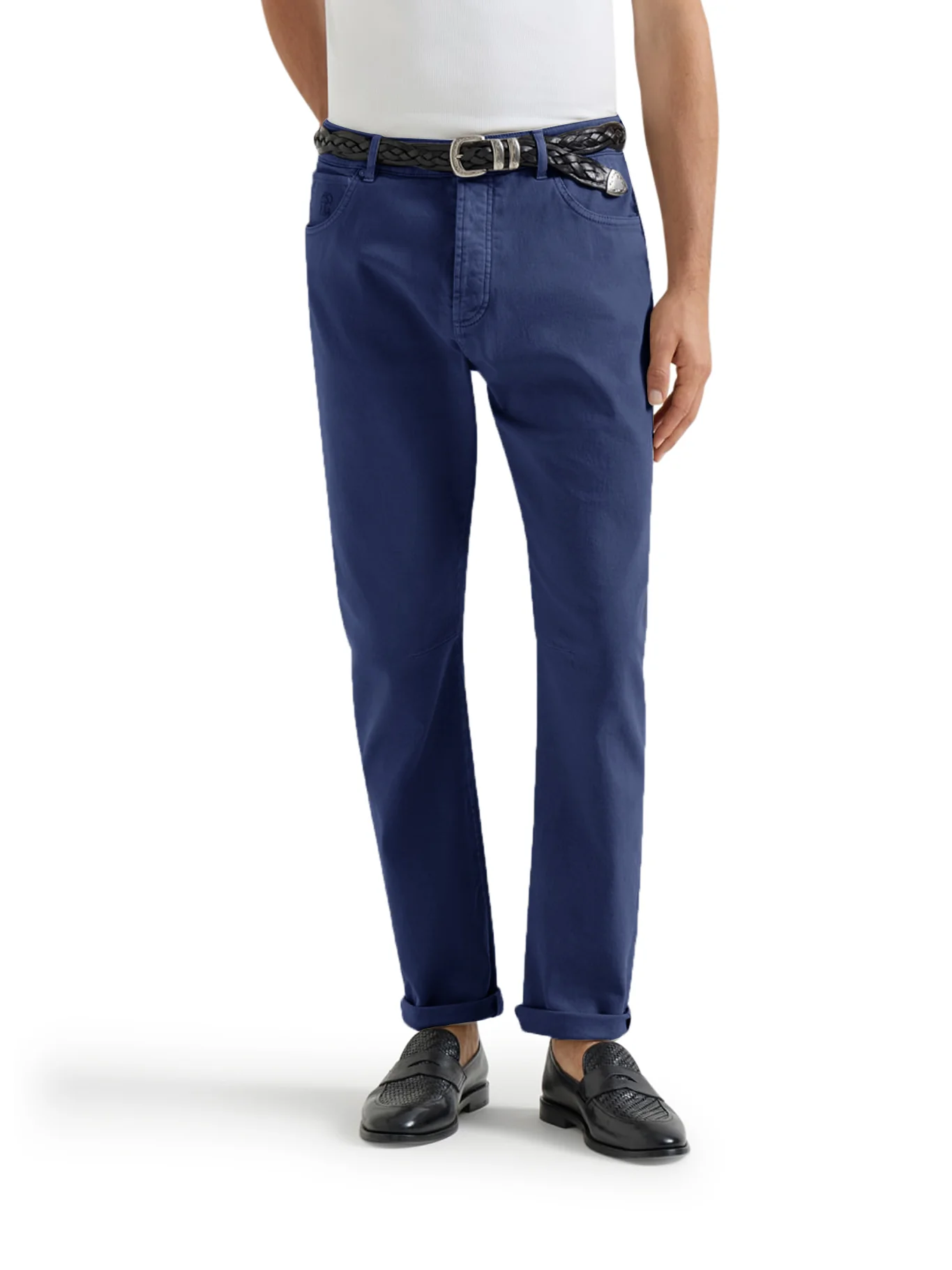 FIVE-POCKET GARMENT-DYED DENIM TROUSERS - Image 2