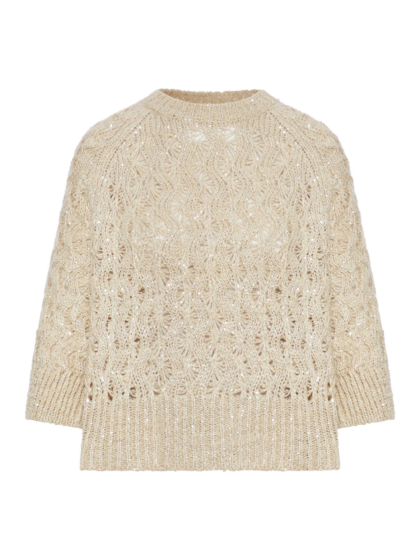 OPEN-WORK KNIT YARN SWEATER