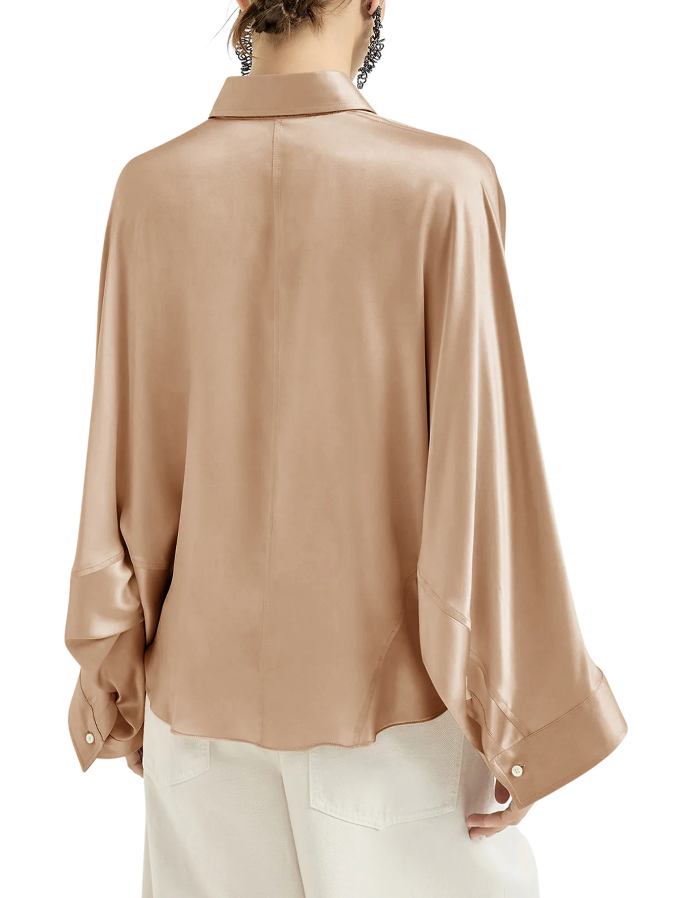 STRETCH SILK SATIN SHIRT WITH MOBILE - Image 3
