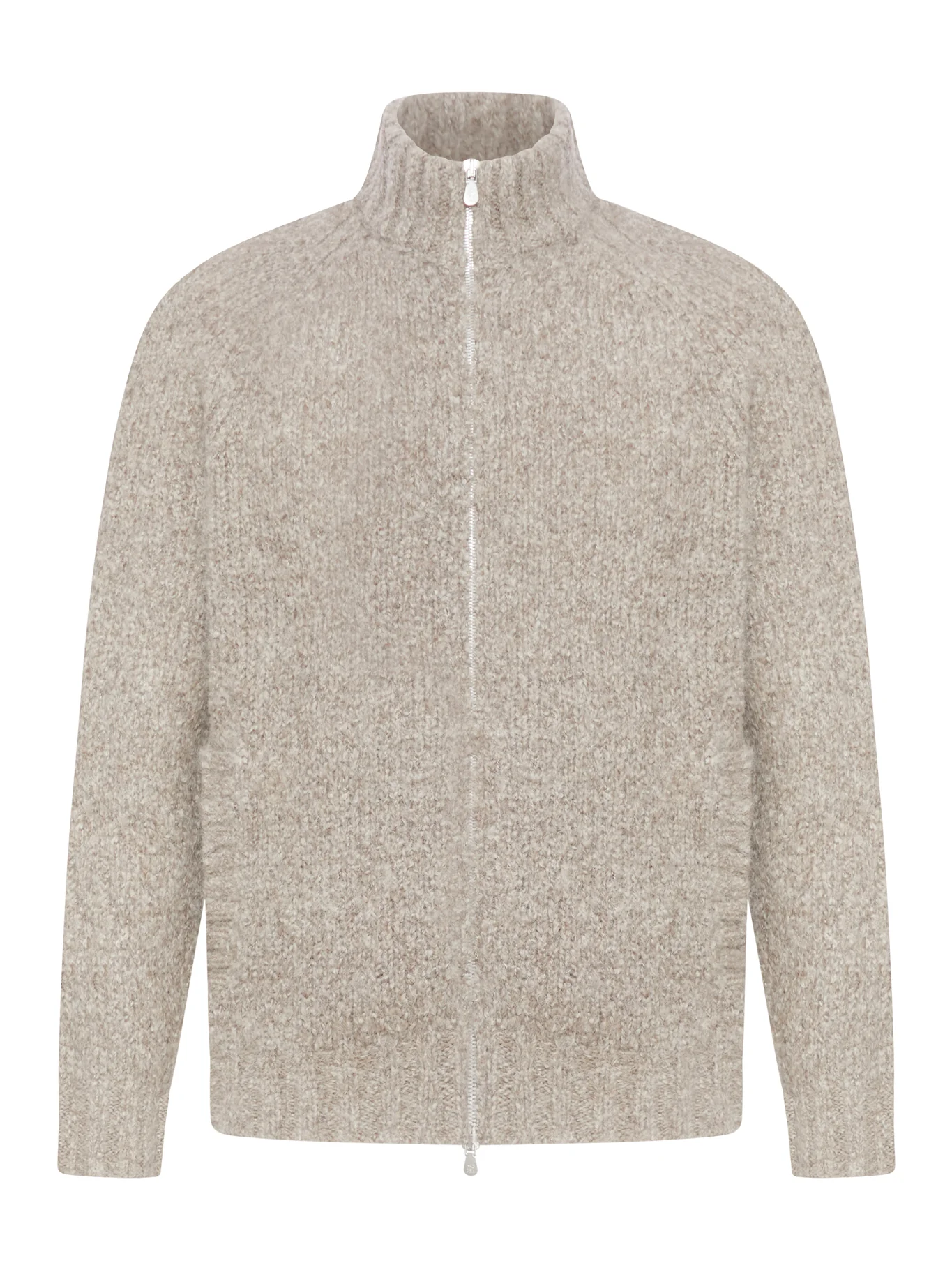 ZIP CARDIGAN IN MELANGE CASHMERE