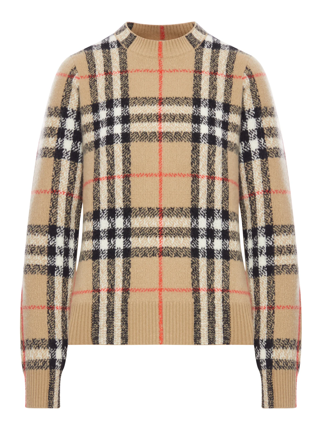 CHECKED WOOL AND CASHMERE SWEATER