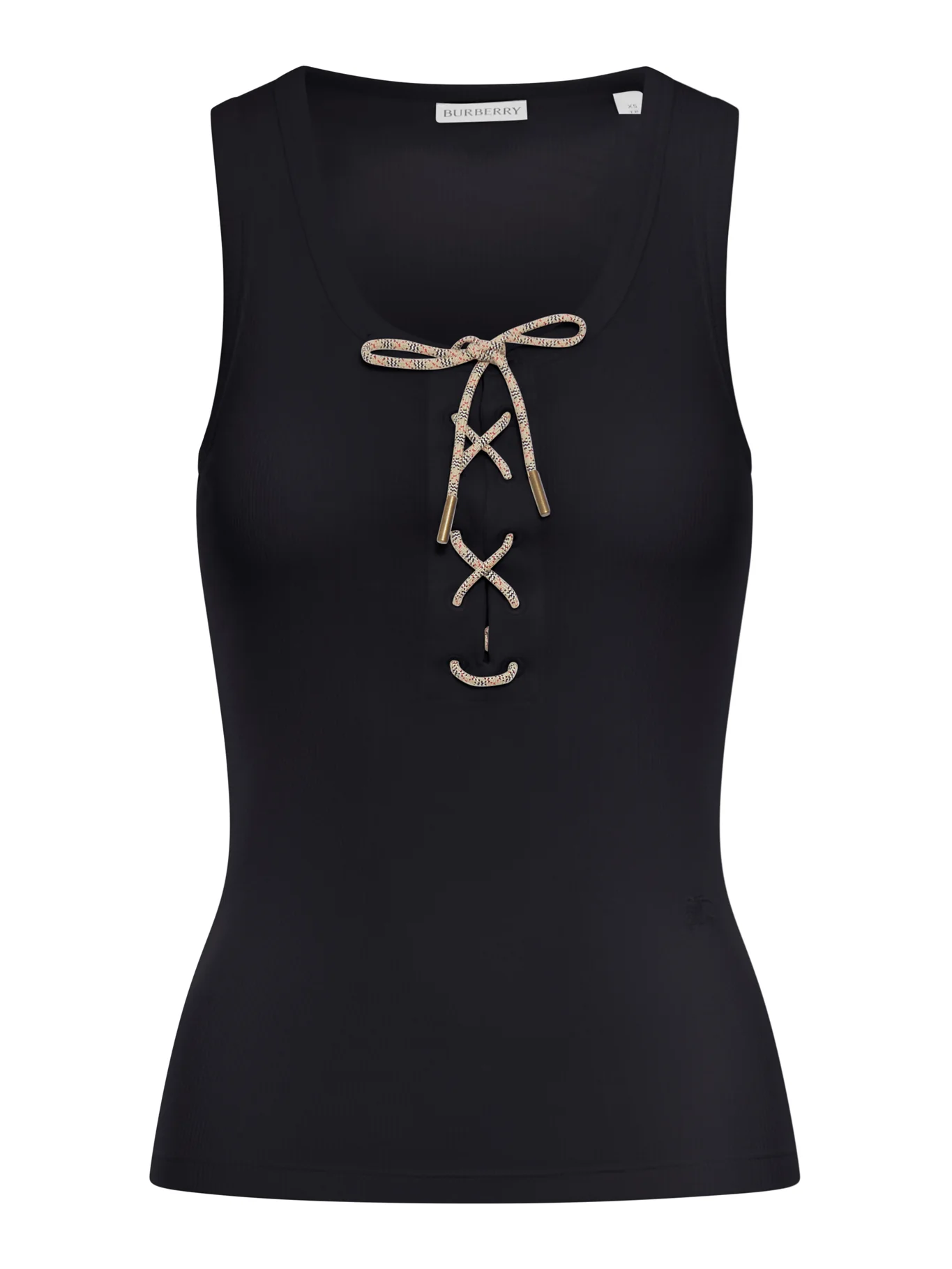 COTTON BLEND TANK TOP WITH CHECKED FINISHES