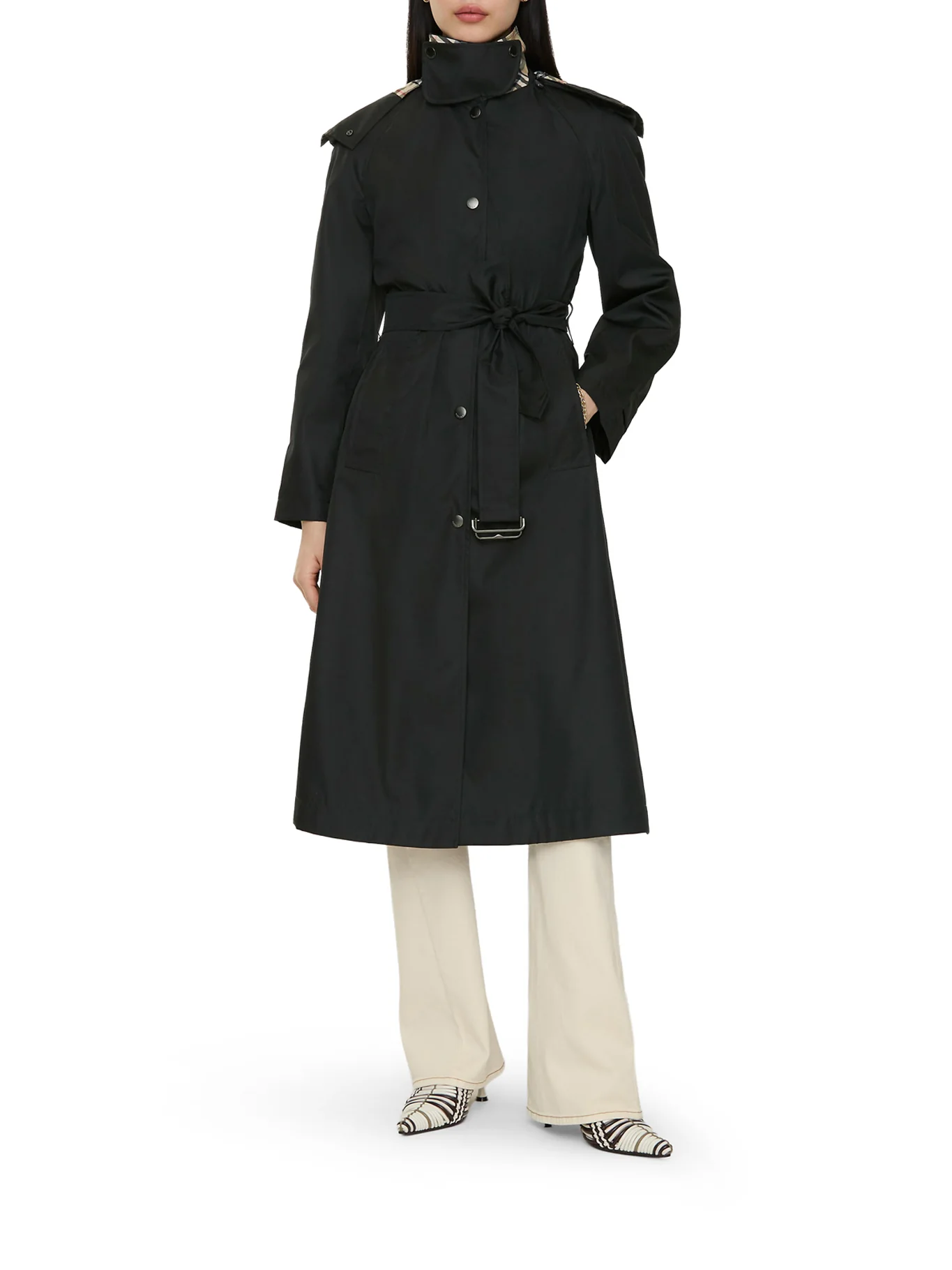 LONG NYLON CAR COAT WITH HOOD - Image 2