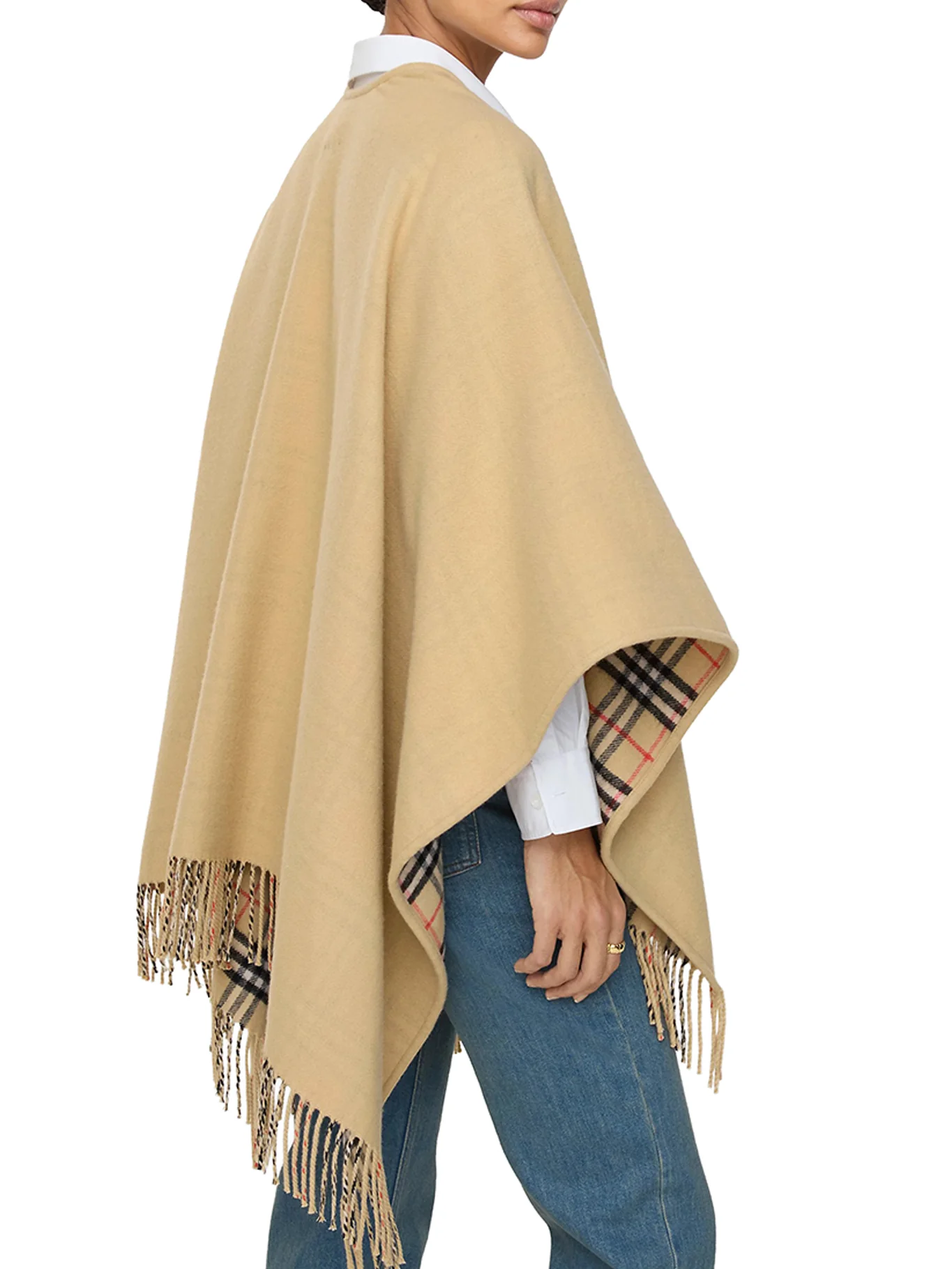 REVERSIBLE CHECK WOOL CAPE - Image 3