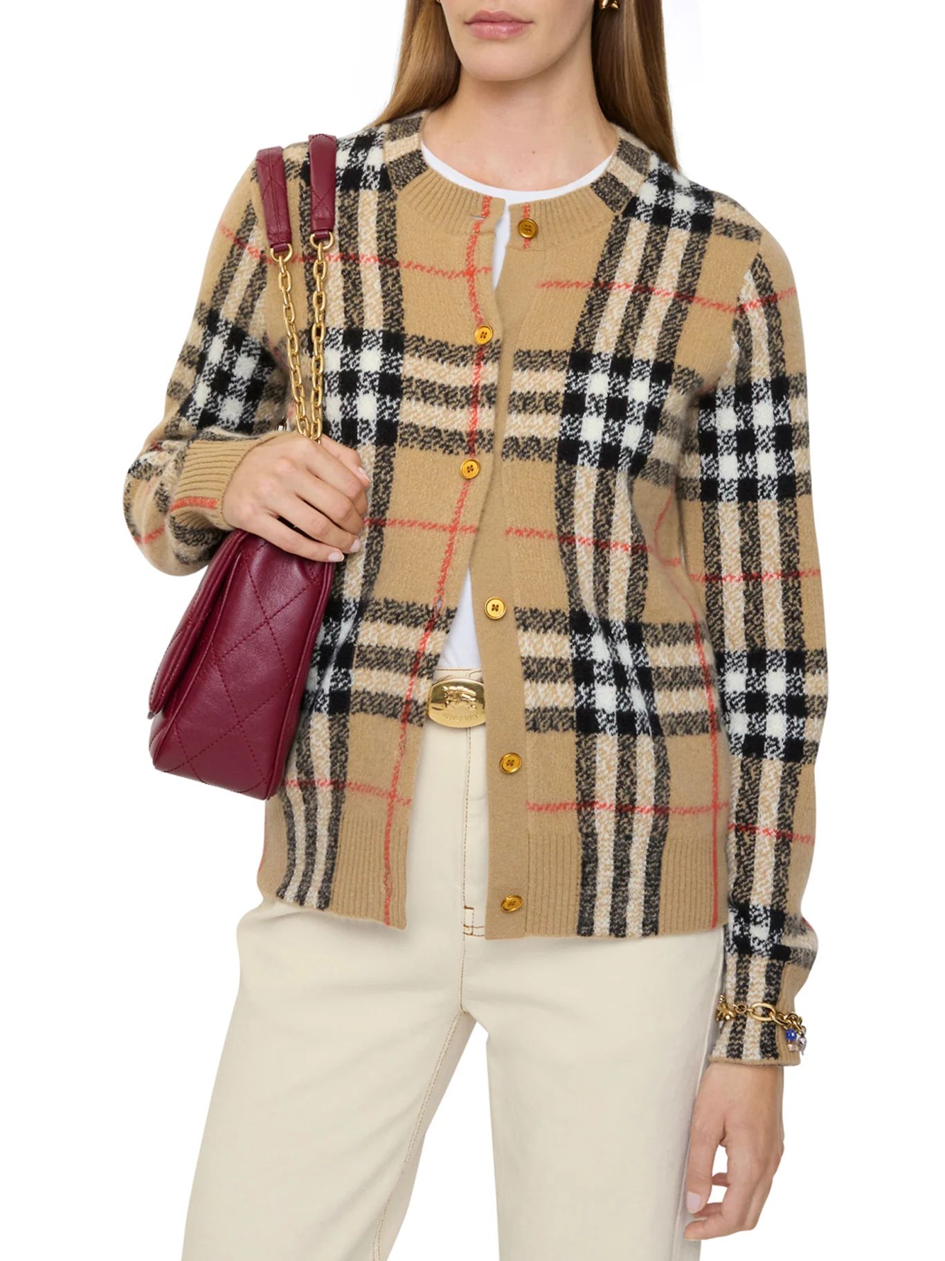 WOOL AND CASHMERE CHECK CARDIGAN - Image 2