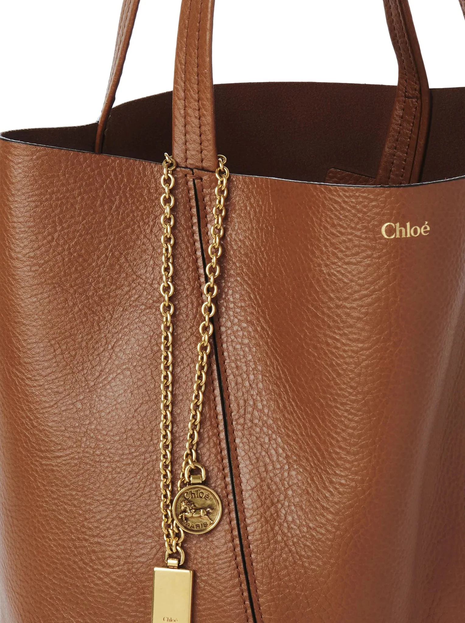 CHLOÉ SPIN TOTE BAG IN GRANATE LEATHER - Image 7