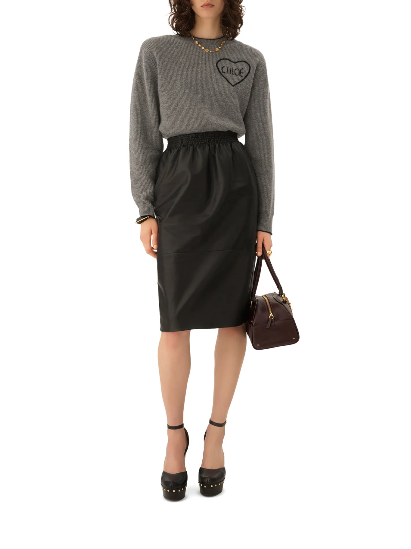 CROPPED WOOL KNIT SWEATER WITH LOGO - Image 2