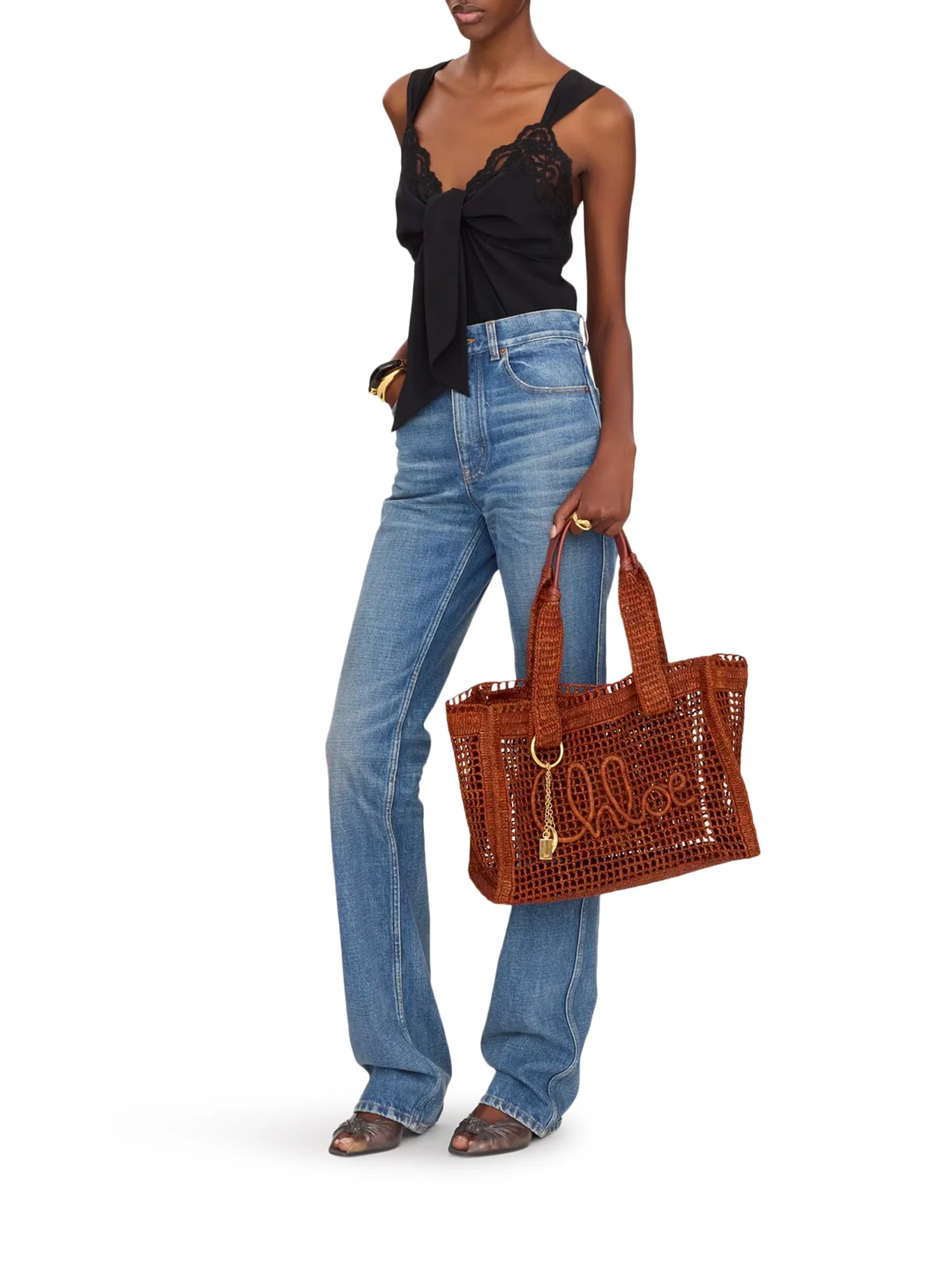 EAST-WEST SUMMER BANANA TOTE BAG IN RAFFIA - Image 2