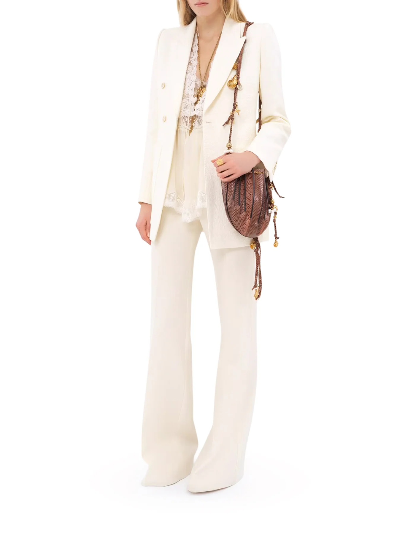 HIGH-WAISTED FLARED TROUSERS IN GRAIN DE POUDRE WOOL - Image 2