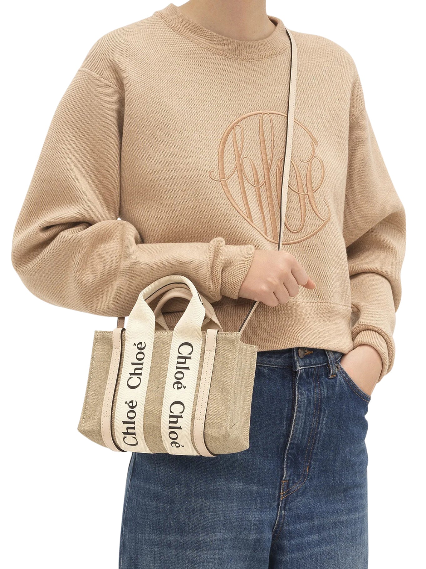 MINI WOODY LINEN TOTE BAG - Image 2