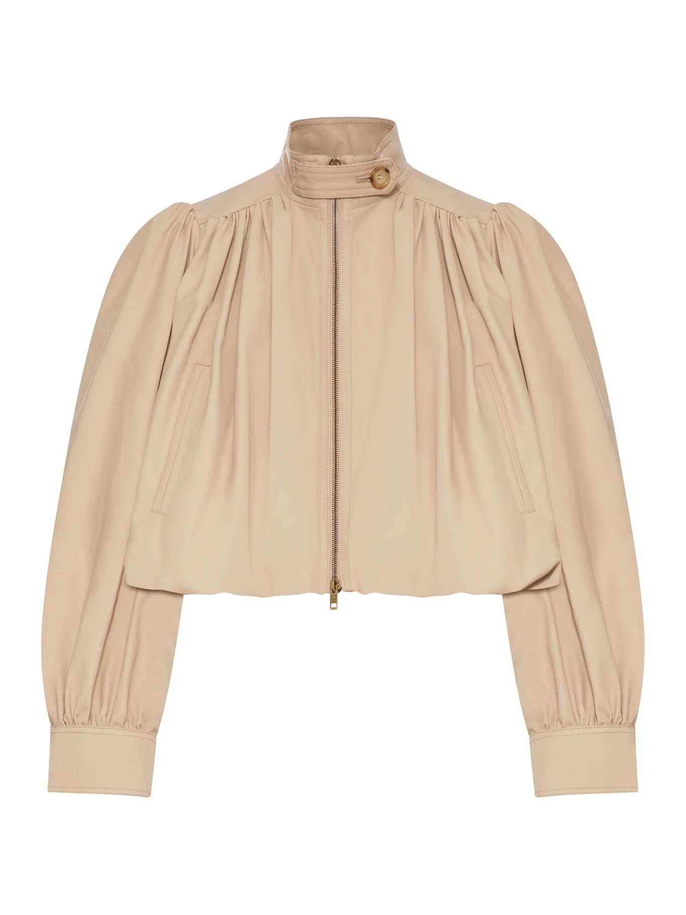 SHORT COTTON JACKET WITH GRIPPED SLEEVES