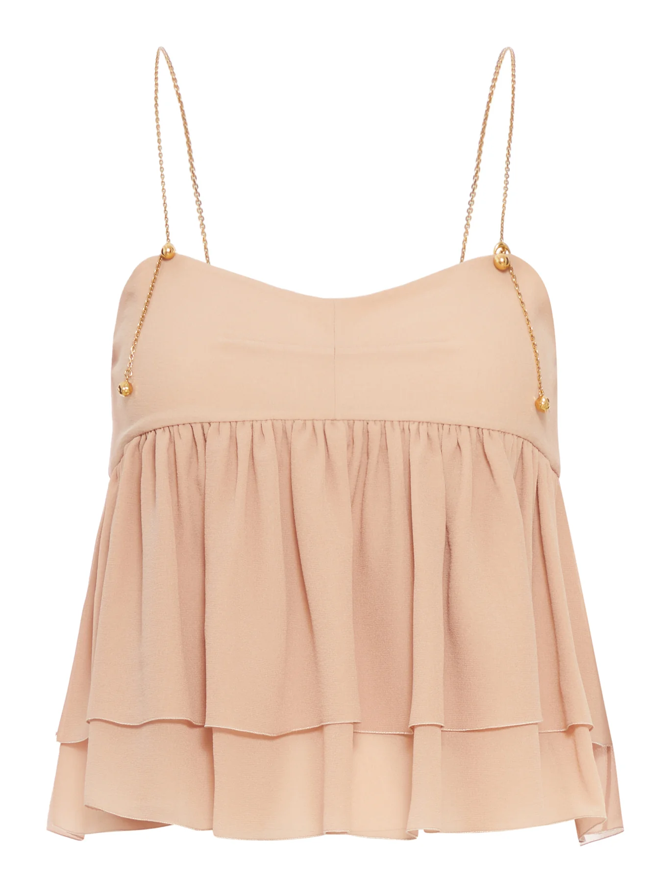 SLEEVELESS SILK GEORGETTE TOP WITH RUFFLES