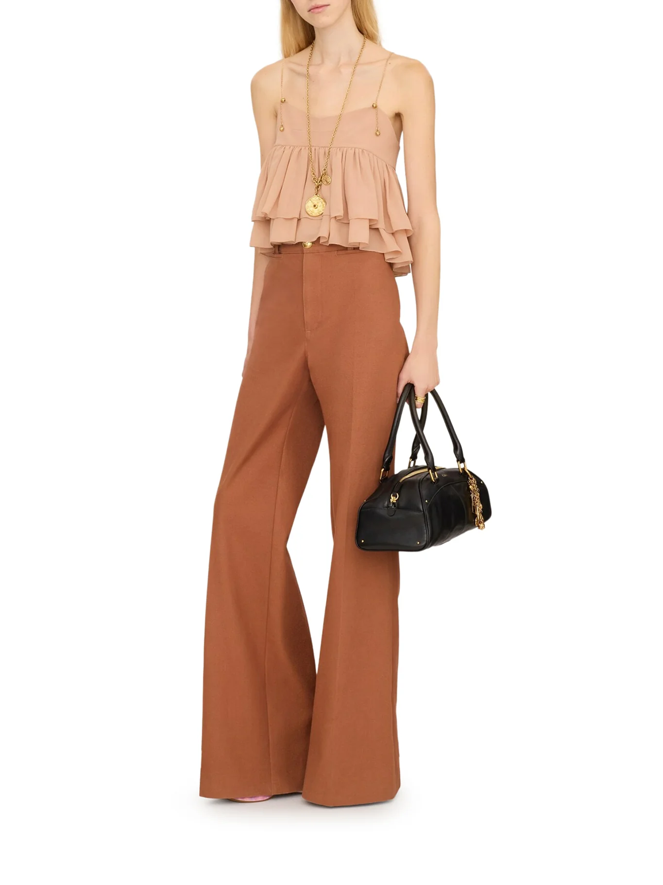 SLEEVELESS SILK GEORGETTE TOP WITH RUFFLES - Image 2