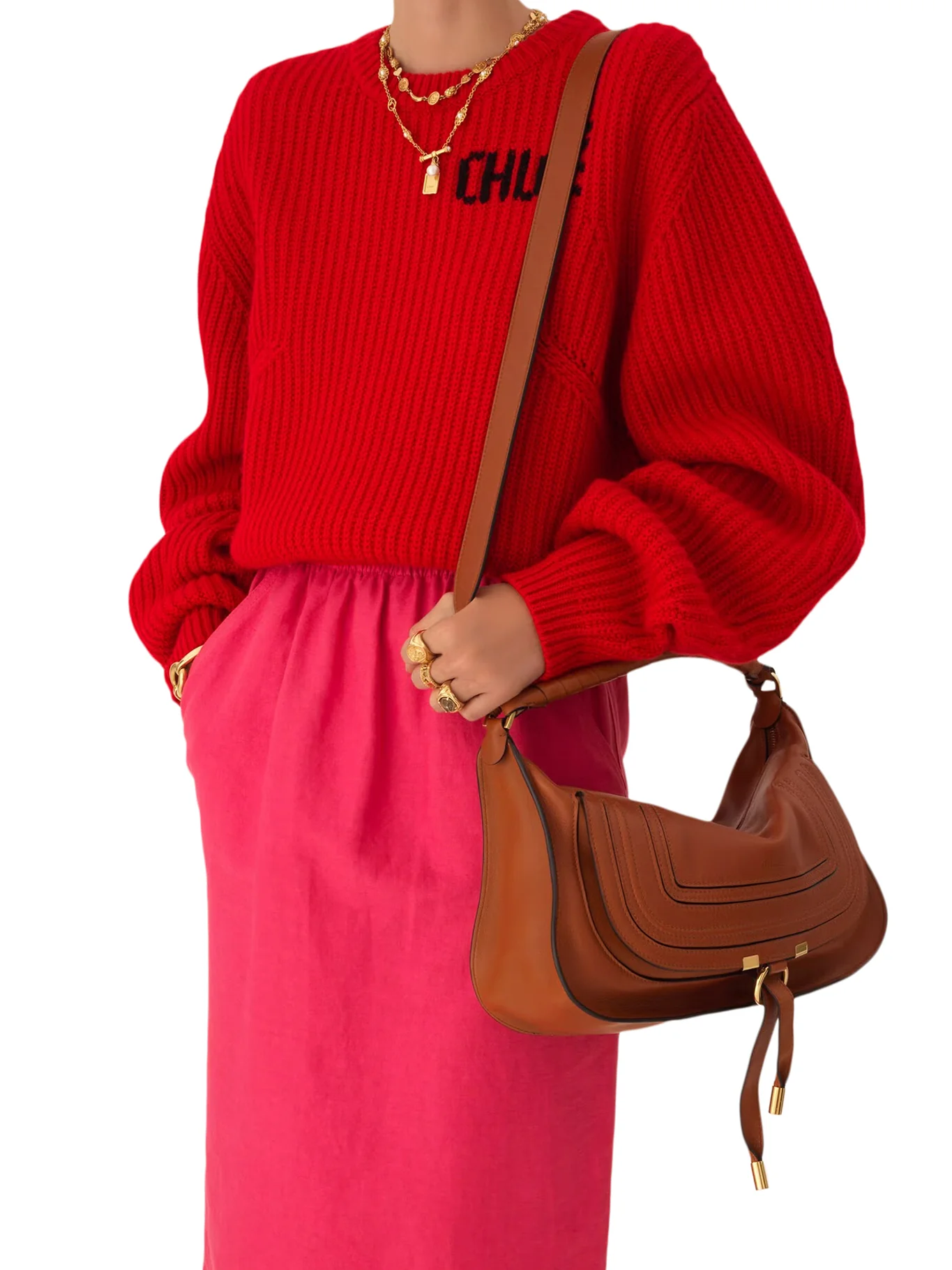 SMALL MARCIE SHOULDER BAG IN CLAY BROWN SOFT LEATHER - Image 2