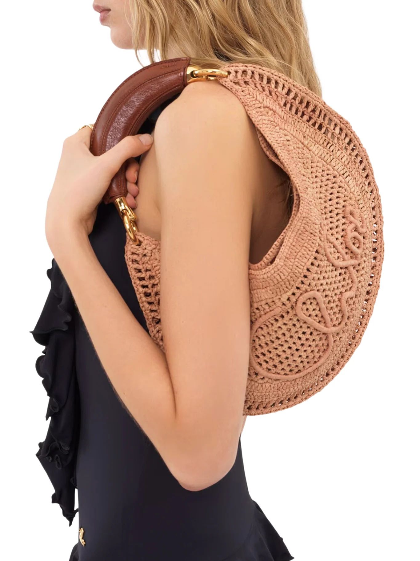 SUMMER BANANA RAFFIA HOBO BAG - Image 3