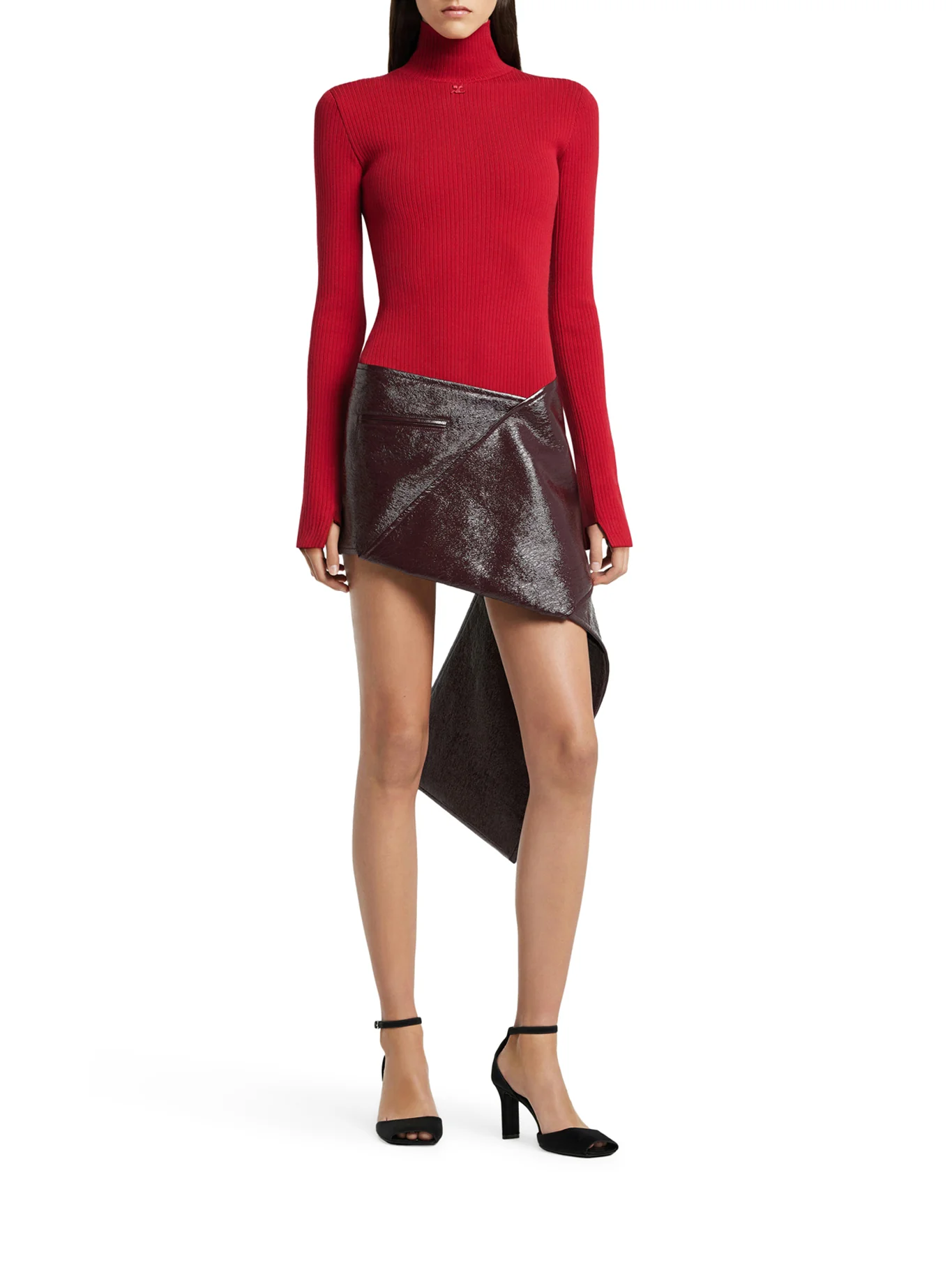 ASYMMETRIC VINYL MINISKIRT - Image 2