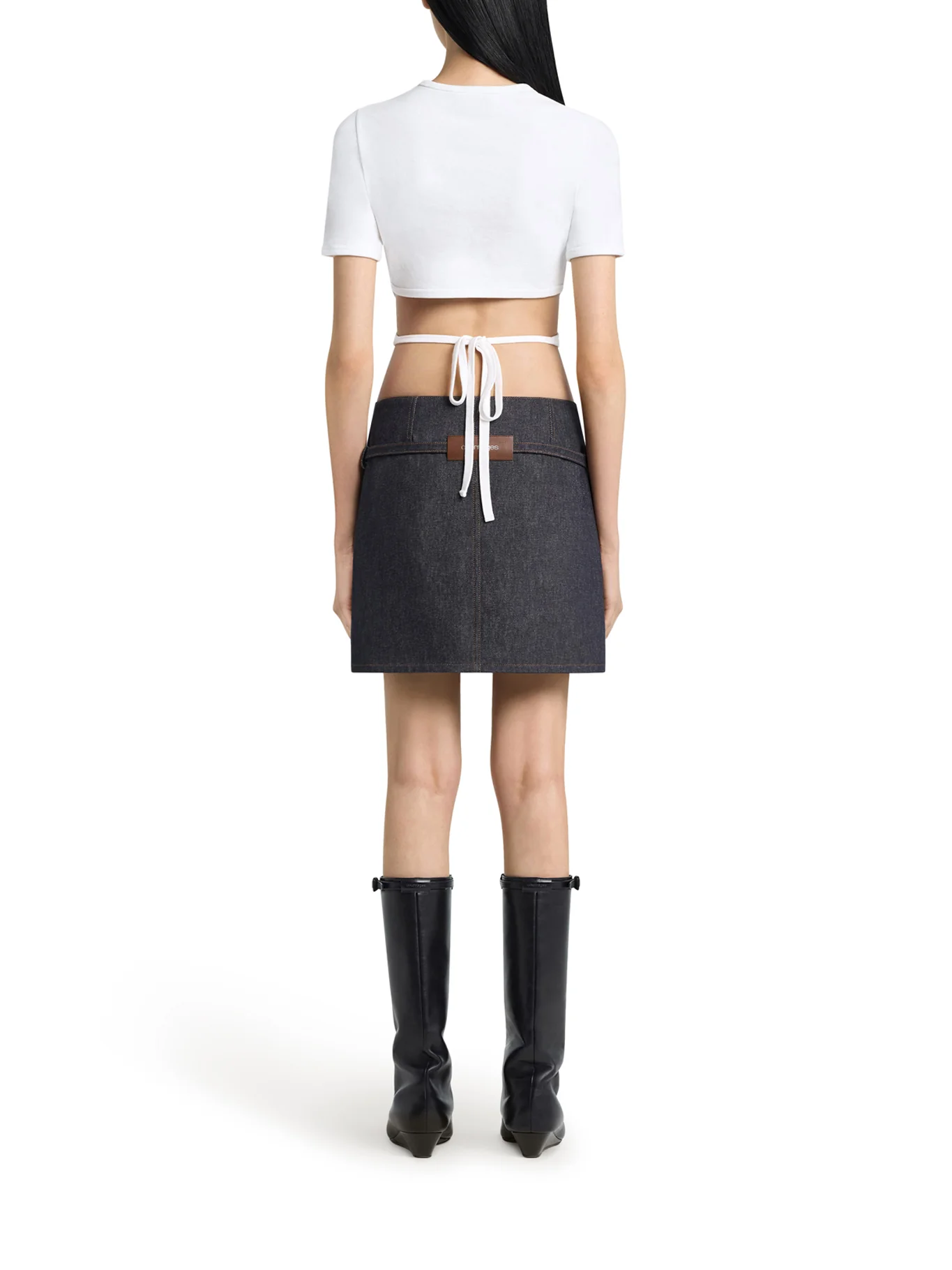 CROPPED T-SHIRT WITH EMBROIDERED LOGO AND CUT-OUT DETAIL - Image 4