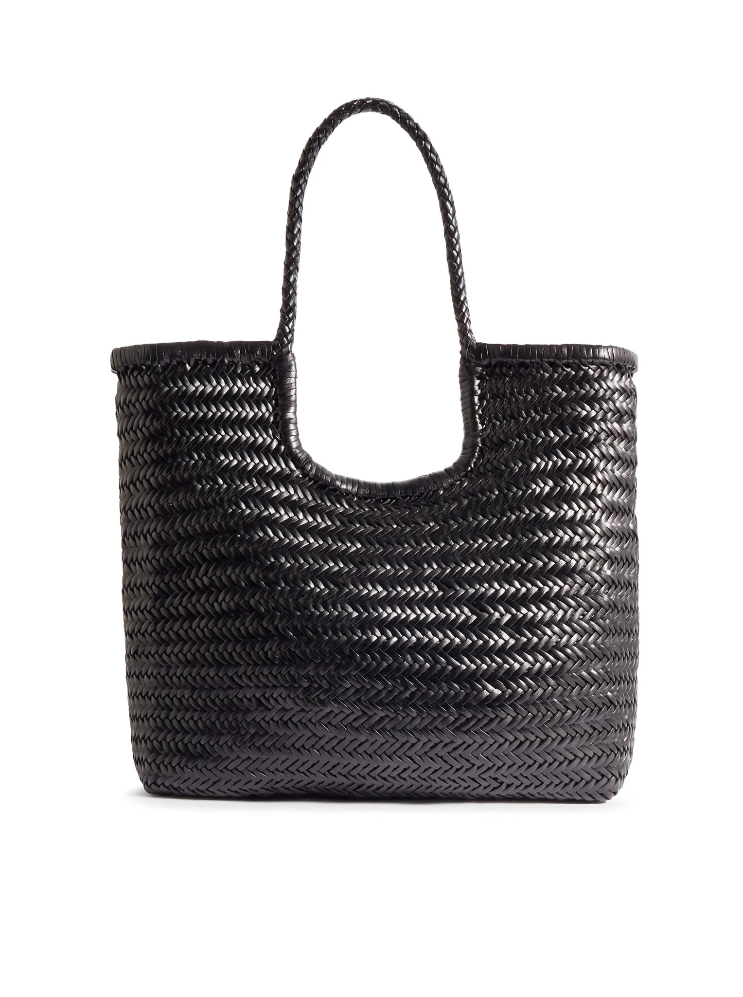 NS DIAGONAL BLACK LEATHER TOTE BAG - Image 4