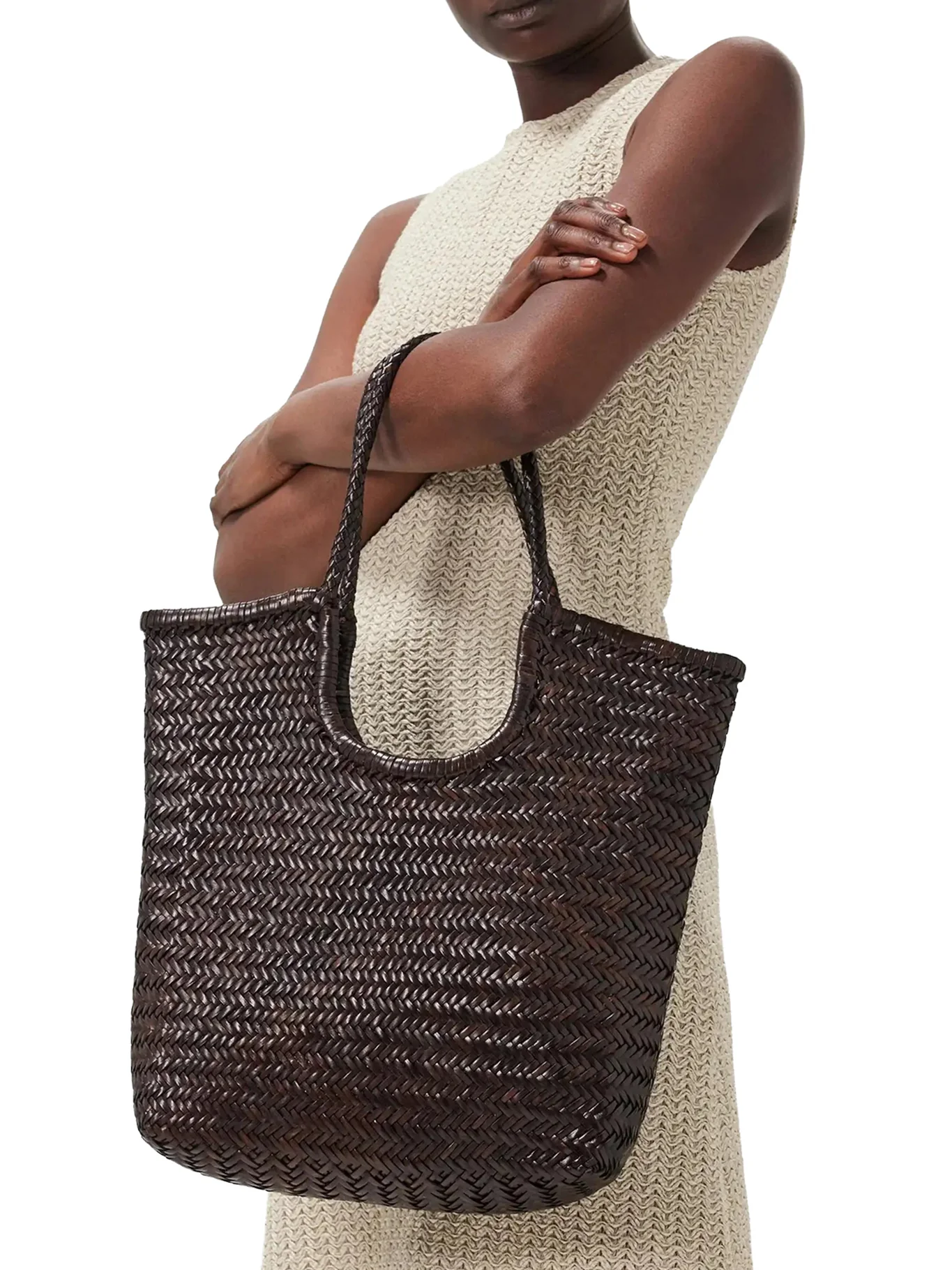 NS DIAGONAL LEATHER TOTE BAG - Image 2