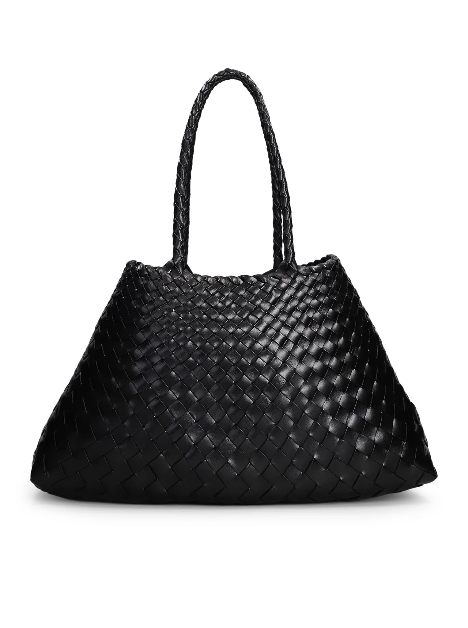 SANTA CROCE BIG BAG IN BLACK WOVEN LEATHER - Image 4