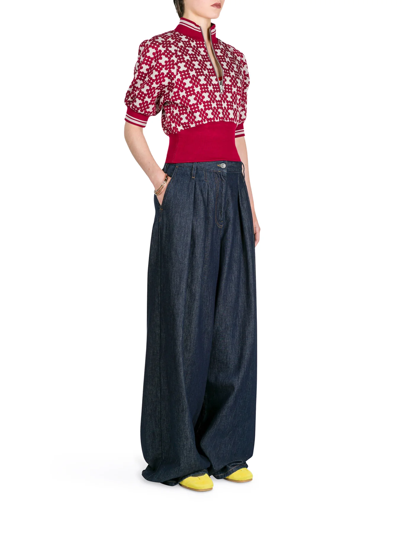 WIDE LEG JEANS WITH DARTS IN DARK DENIM - Image 4